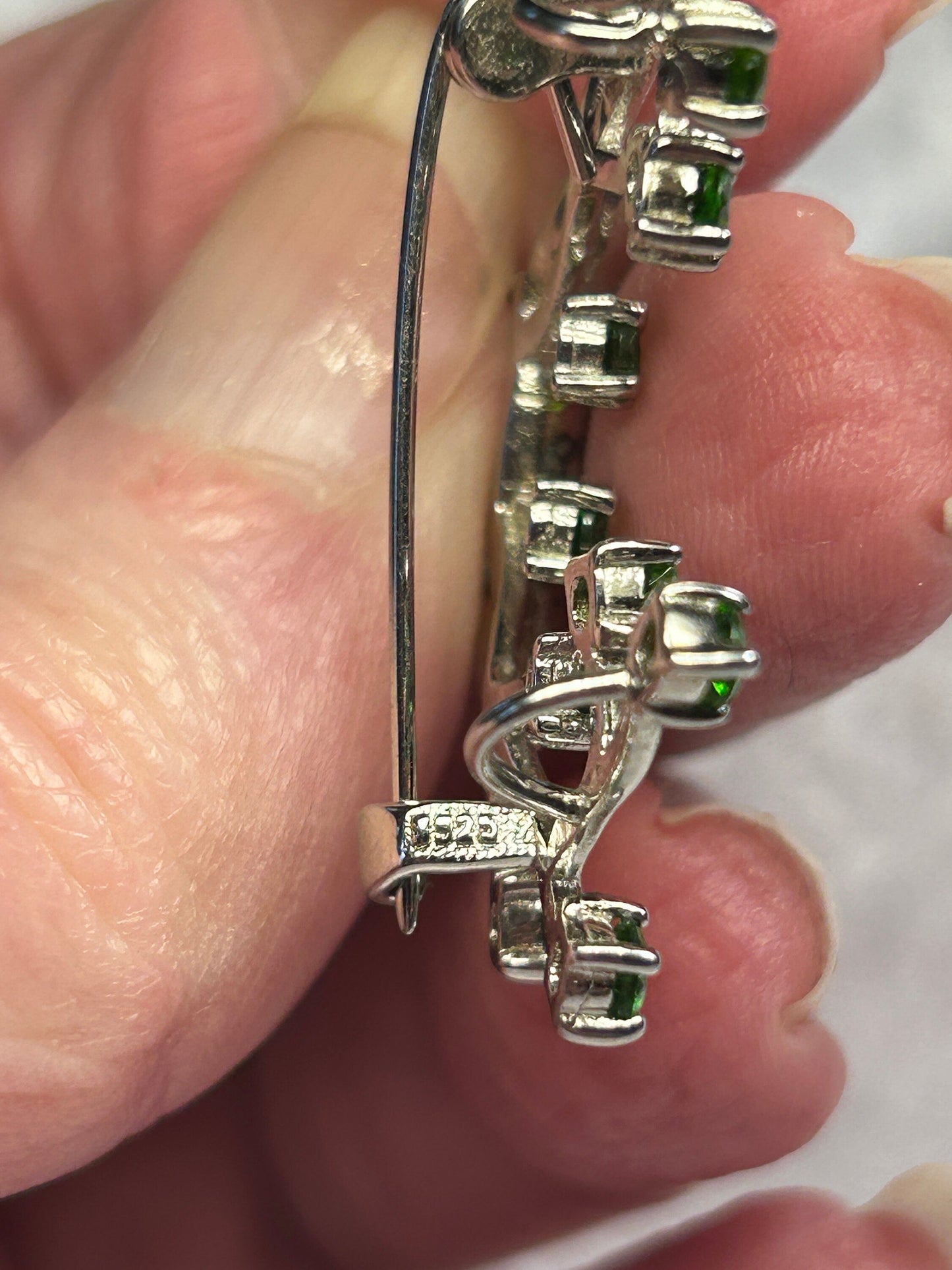 Stag Brooch with Diopside Gemstones • 925 Sterling Silver • Gift Box