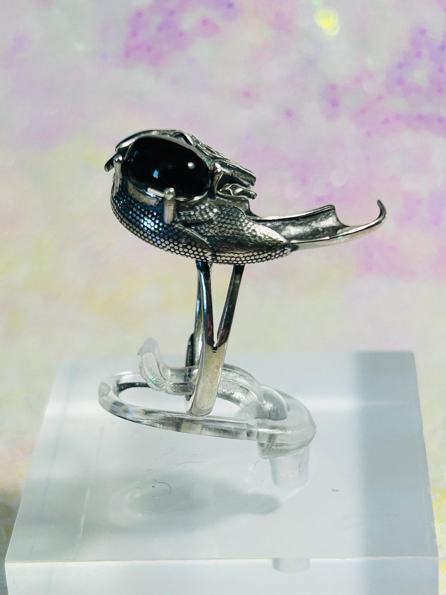 925 Silver Dragon Ring With Hypersthene Crystal Gemstone - Adjustable Ring - Supplied In Gift Box