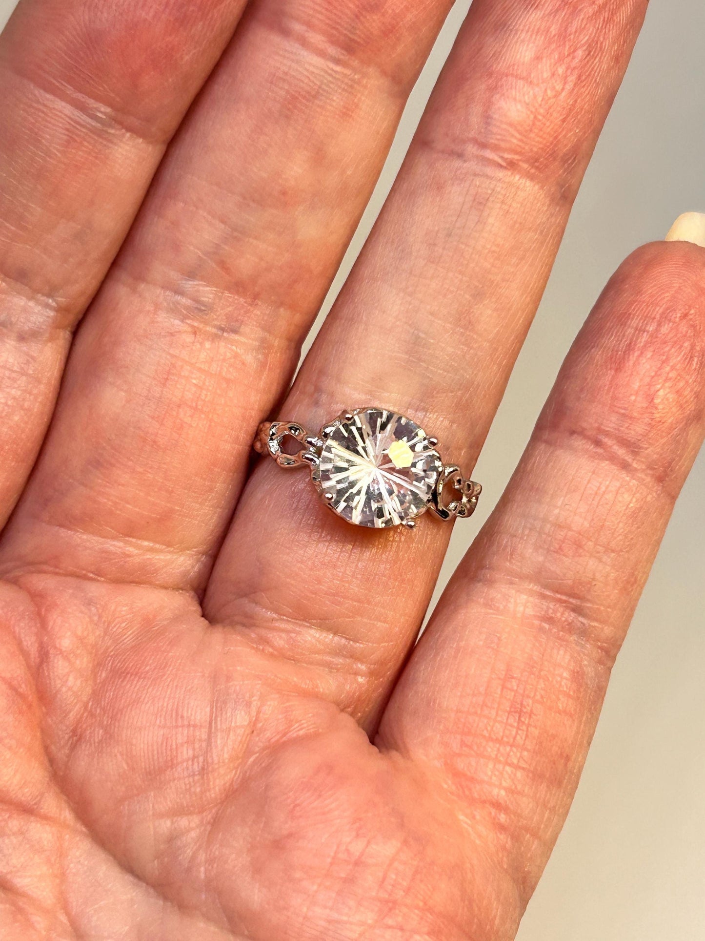 Chunky Crystal Ring with Clear Quartz Faceted Gemstone • Adjustable • Gift Box