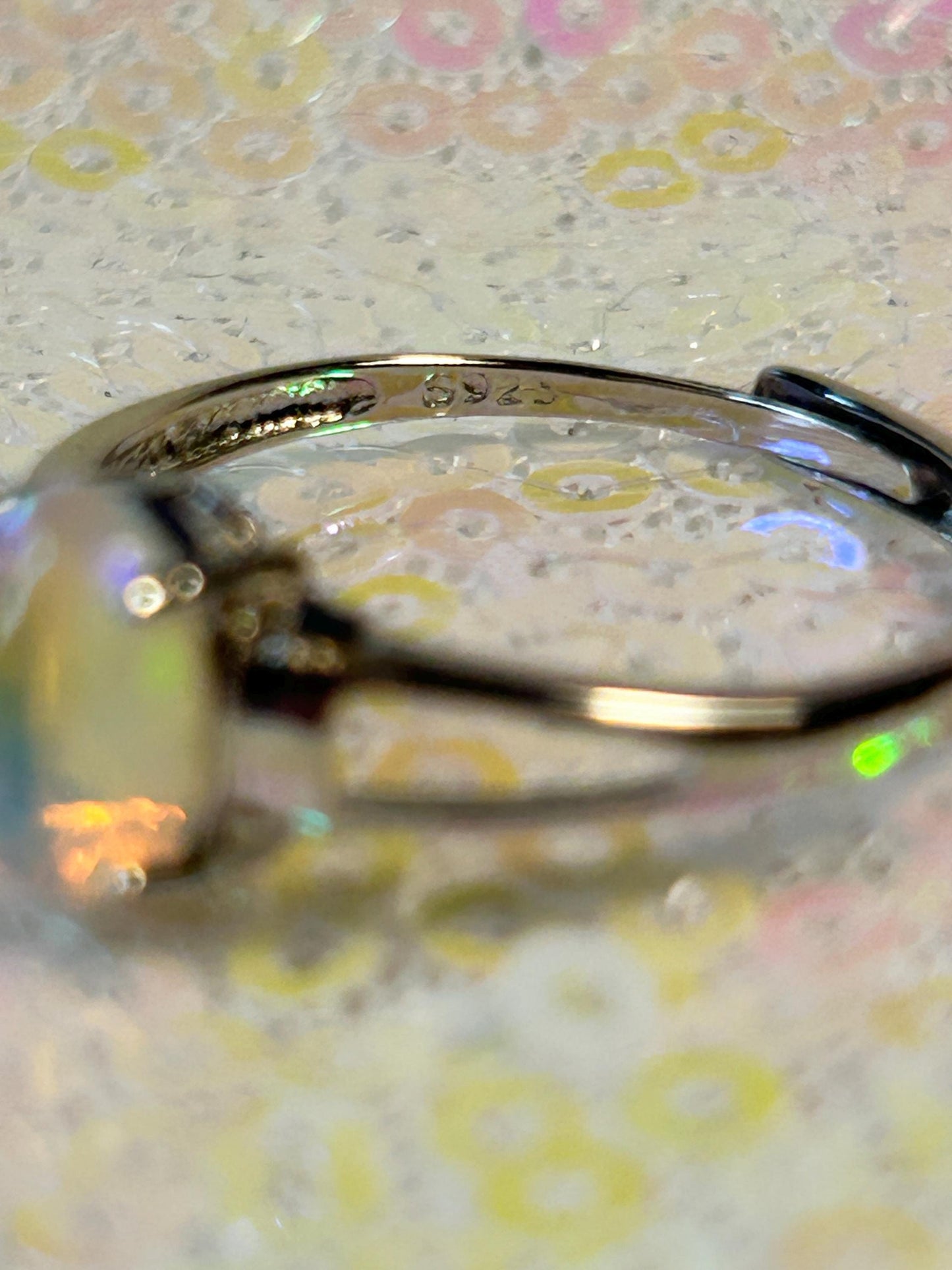 Rainbow Opal Ring • 925 Sterling Silver • Adjustable • Gift Box