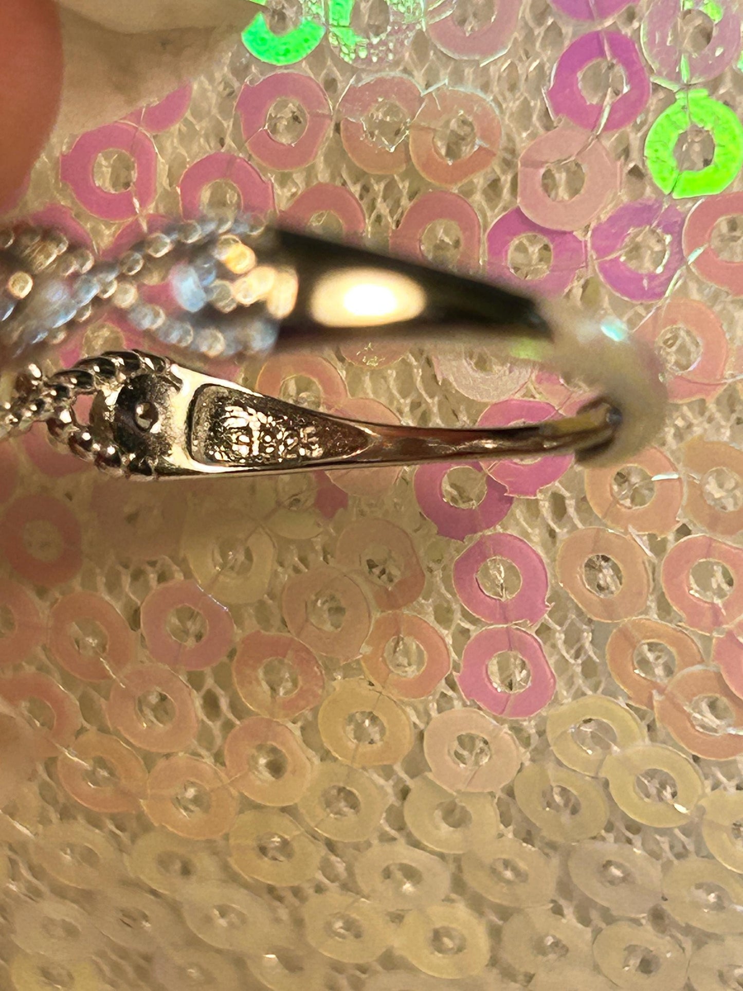 Infinity Design Ring with Rainbow Opal Gemstone • 925 Sterling Silver • Adjustable • Gift Box