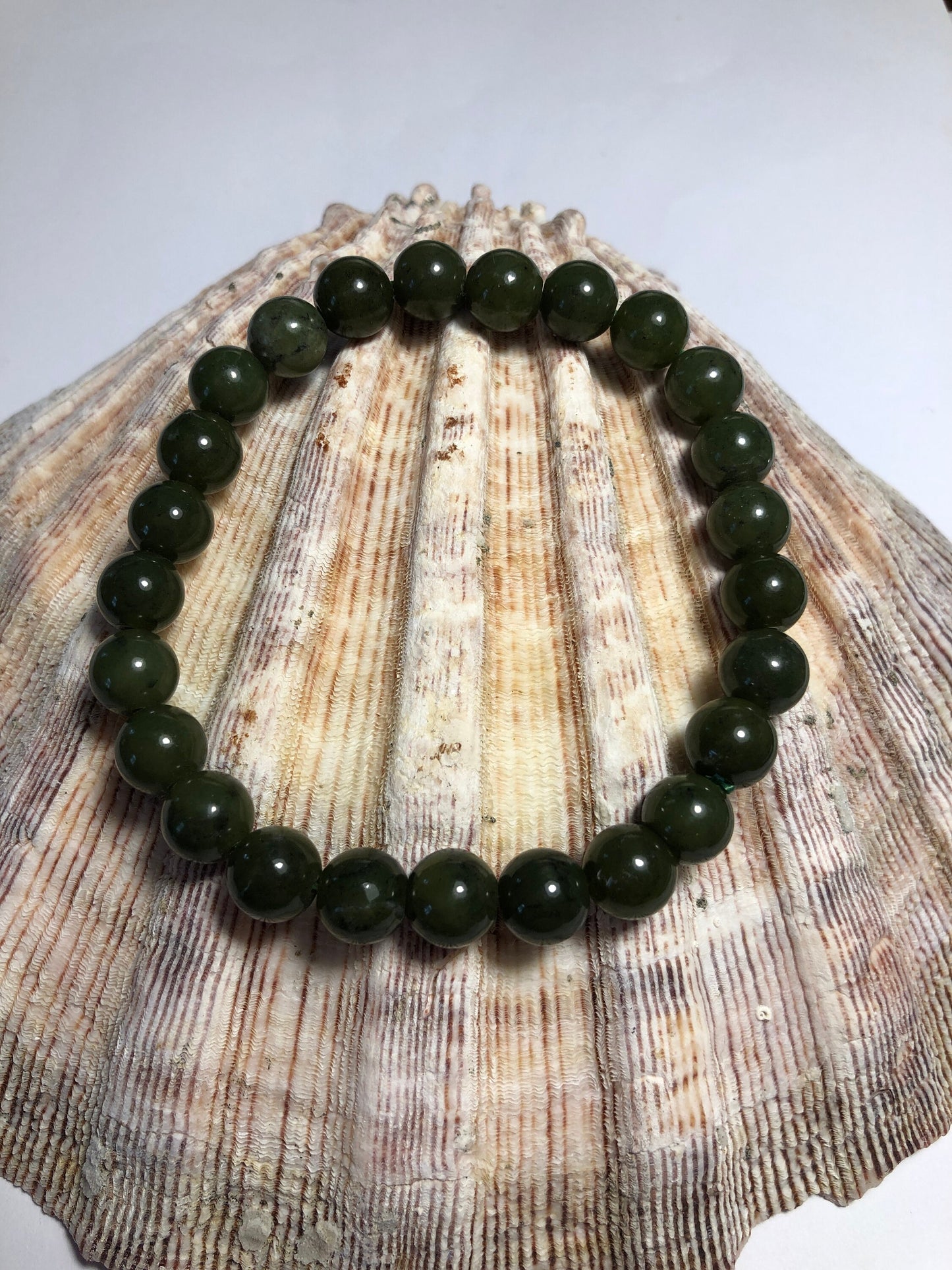 Canadian Jade Crystal Bracelet - Beaded Stretchy Bracelet With Velvet Gift Bag