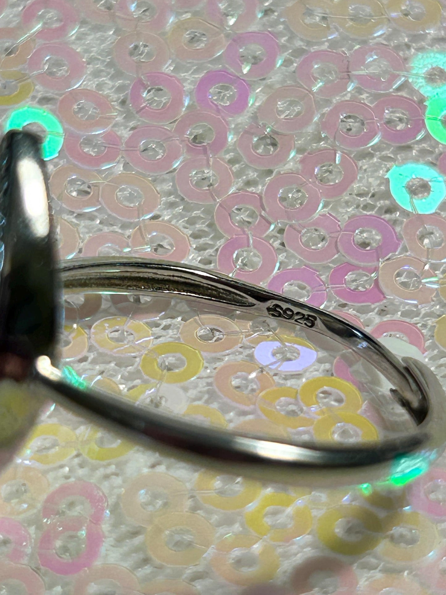 Marquise Ring with Peridot Gemstone, Shell & CZ Accents • 925 Sterling Silver • Adjustable • Gift Box