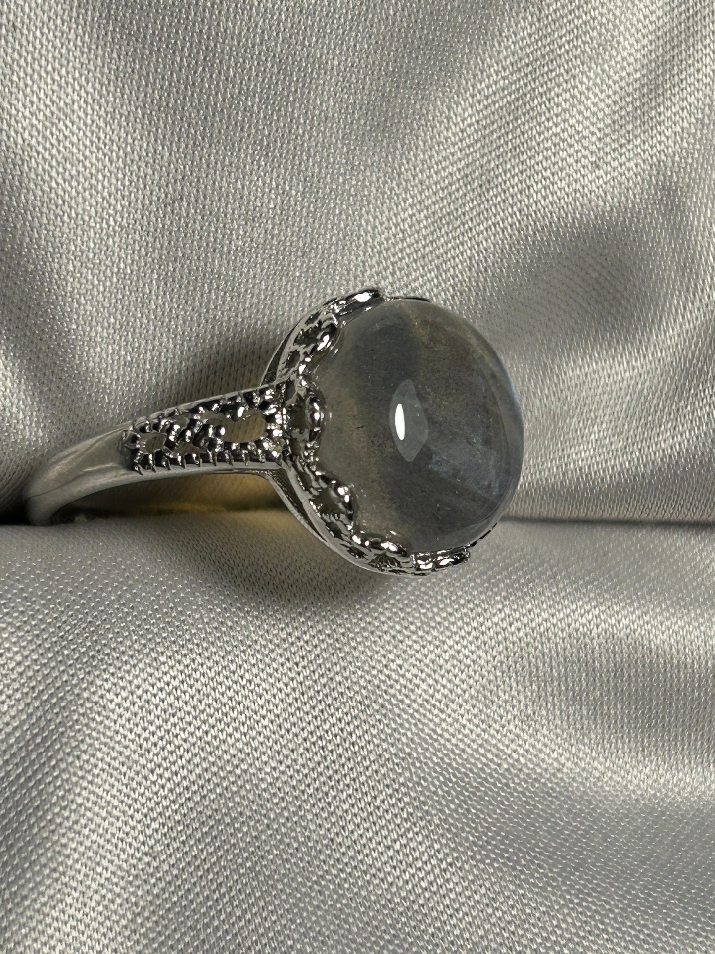 Chunky Labradorite Gemstone Ring with Blue Flash • 925 Sterling Silver • Adjustable • Gift Box