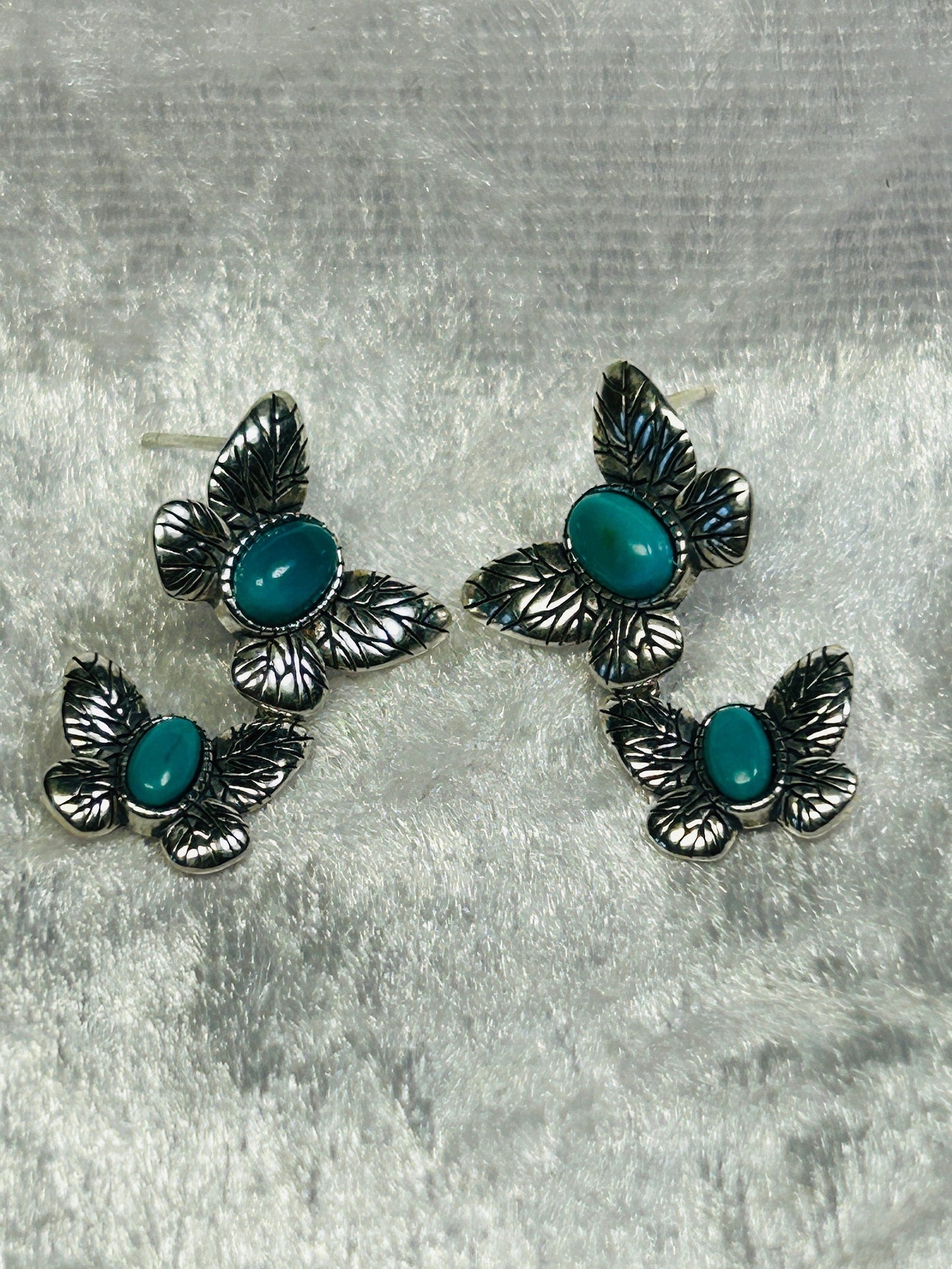 Butterfly Earrings with Turquoise Gemstones • 925 Sterling Silver • Gift Box
