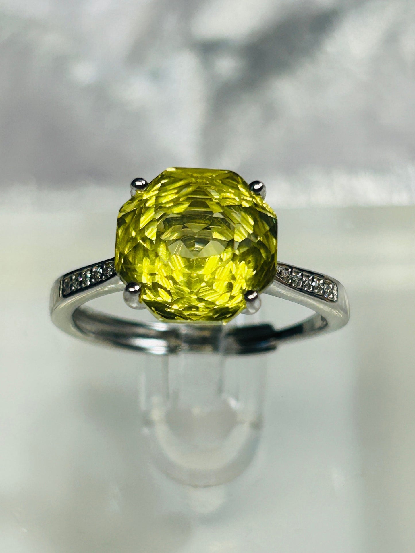 925 Silver Lemon Citrine Ring • Adjustable • Giftbox