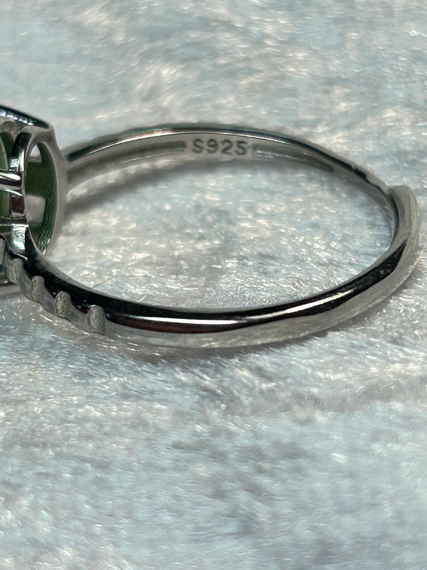 Pretty Jade Ring • Claw Set Gemstone • 925 Sterling Silver • Adjustable • Gift Box