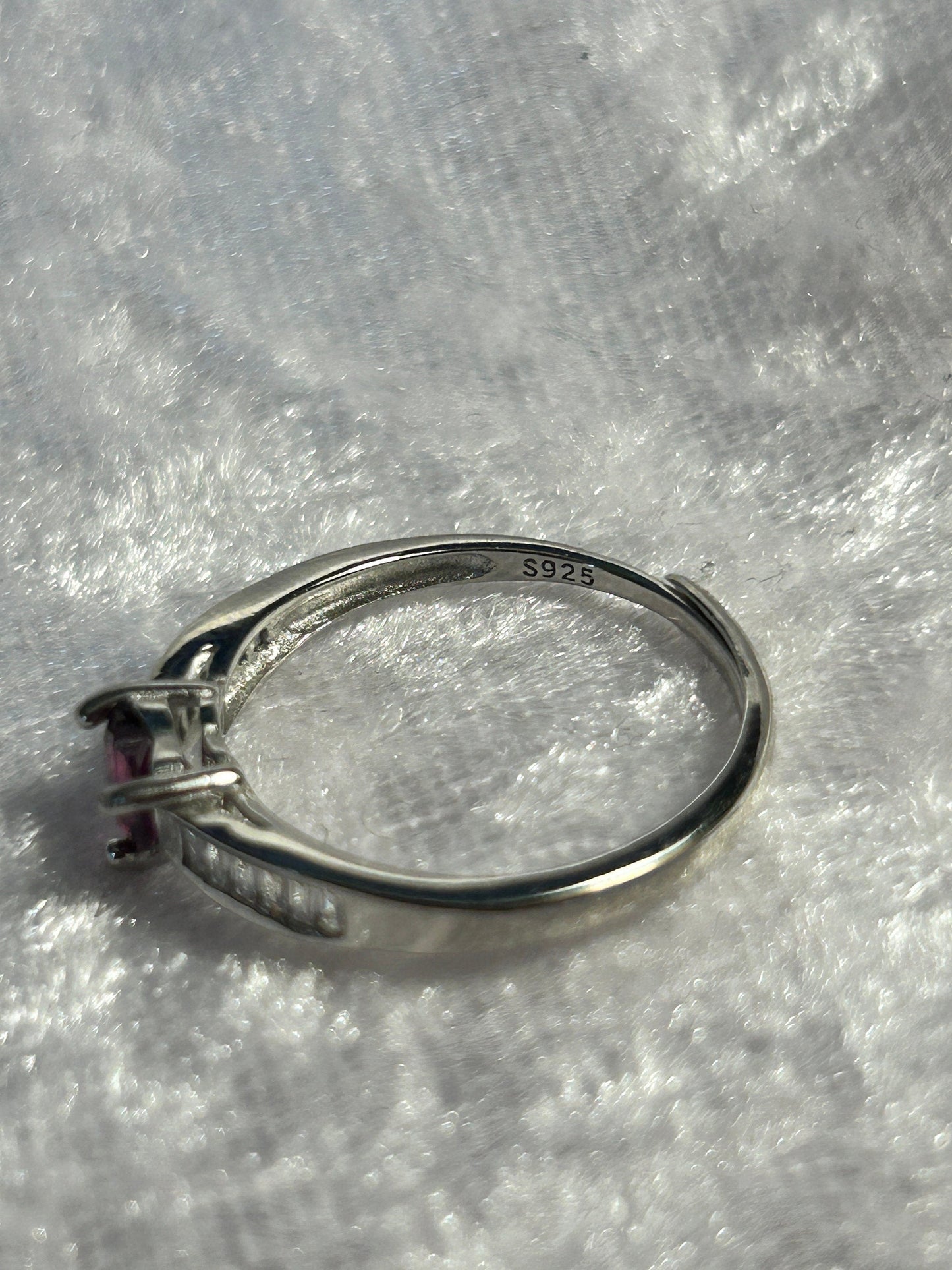 Crystal Heart Ring with Garnet & CZ Accents • 925 Sterling Silver • Adjustable • Giftbox