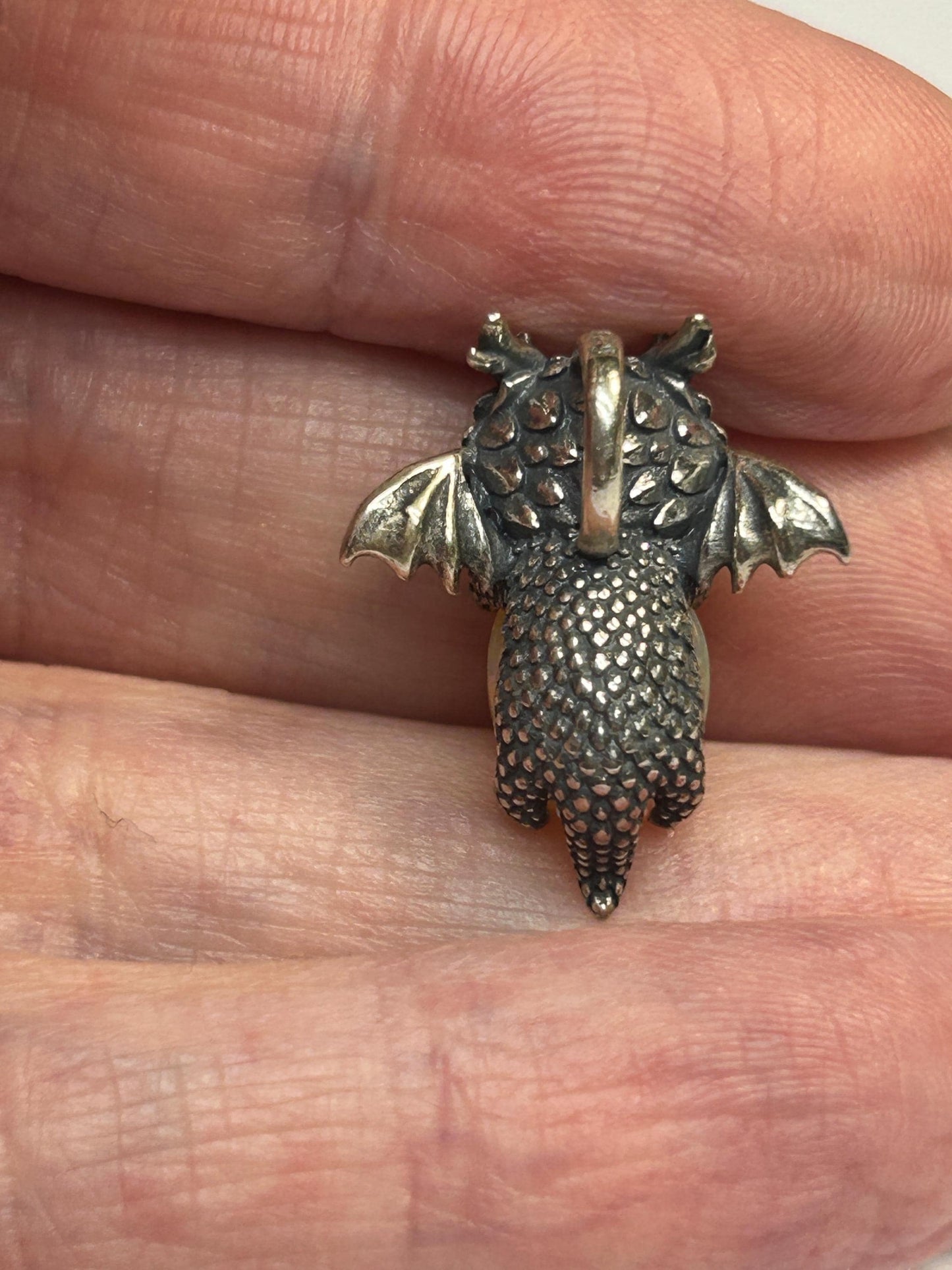 Baby Dragon Pendant with Opal Gemstone • 925 Sterling Silver • with Gift box