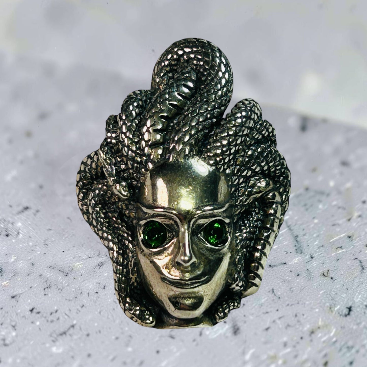 Medusa Pendant with Diopside Gemstones • 925 Sterling Silver • Gift Box