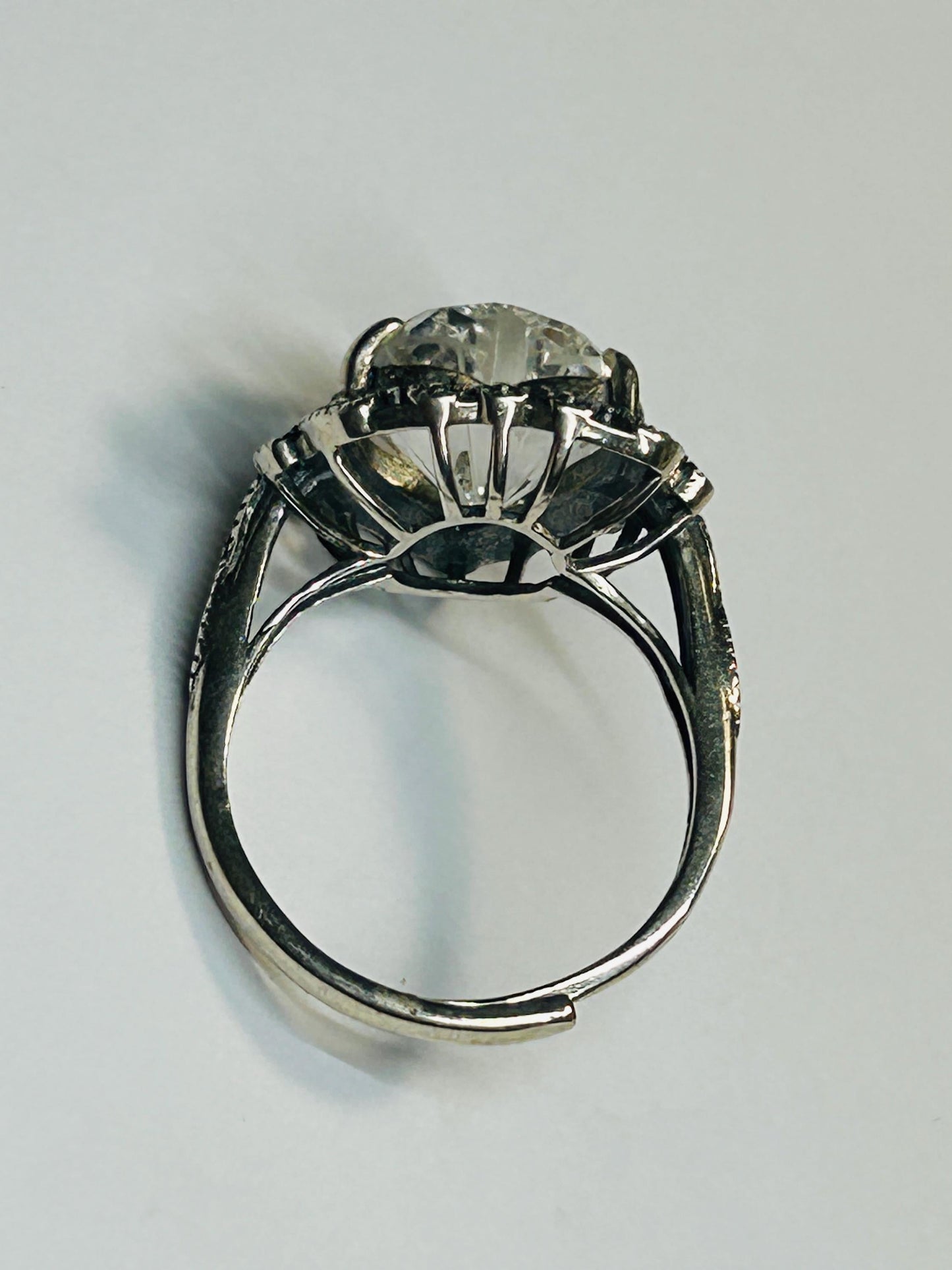 925 Silver Clear Quartz Heart Ring • Faceted Gemstone • Adjustable • Giftbox
