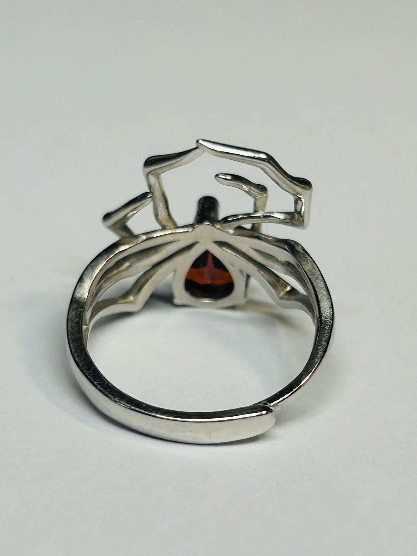 Spider Ring With Garnet Gemstone - 925 Silver Ring - Adjustable - Supplied In Gift Box