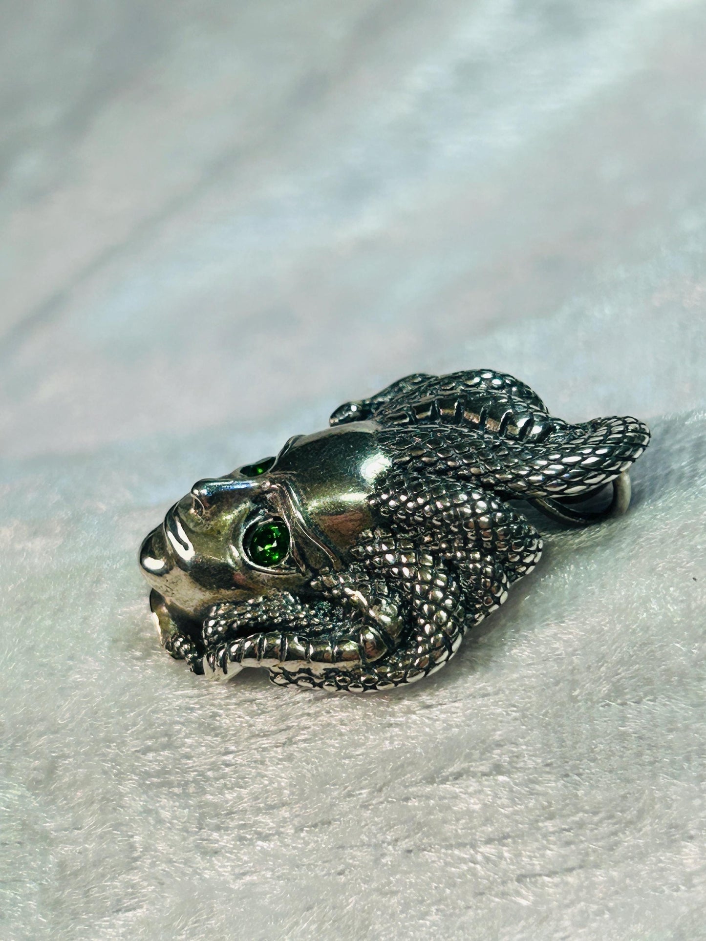 Medusa Pendant with Diopside Gemstones • 925 Sterling Silver • Gift Box