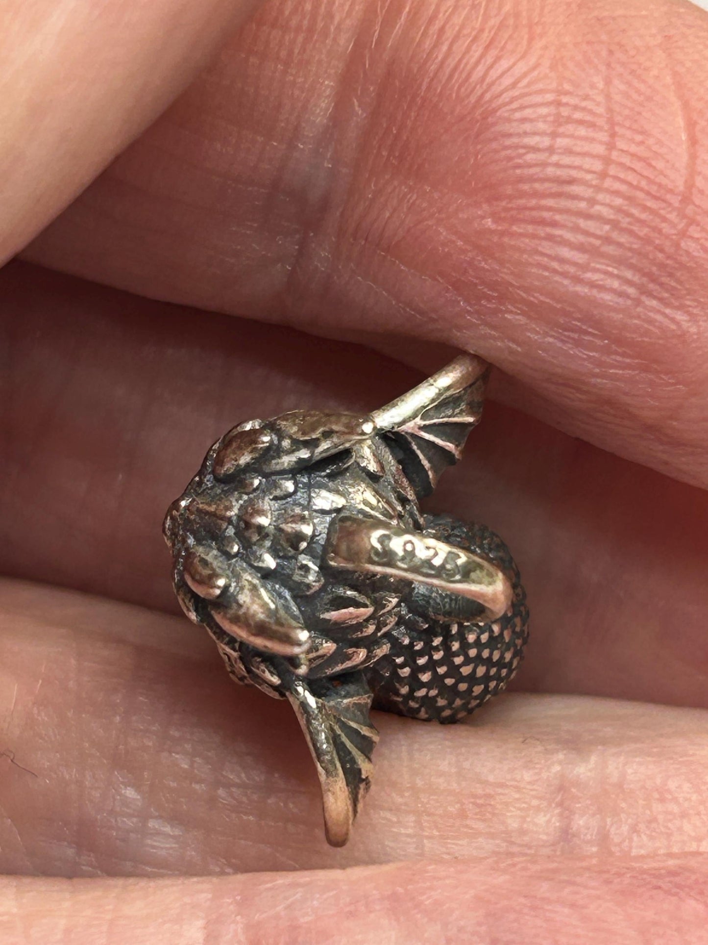 Baby Dragon Pendant with Opal Gemstone • 925 Sterling Silver • with Gift box