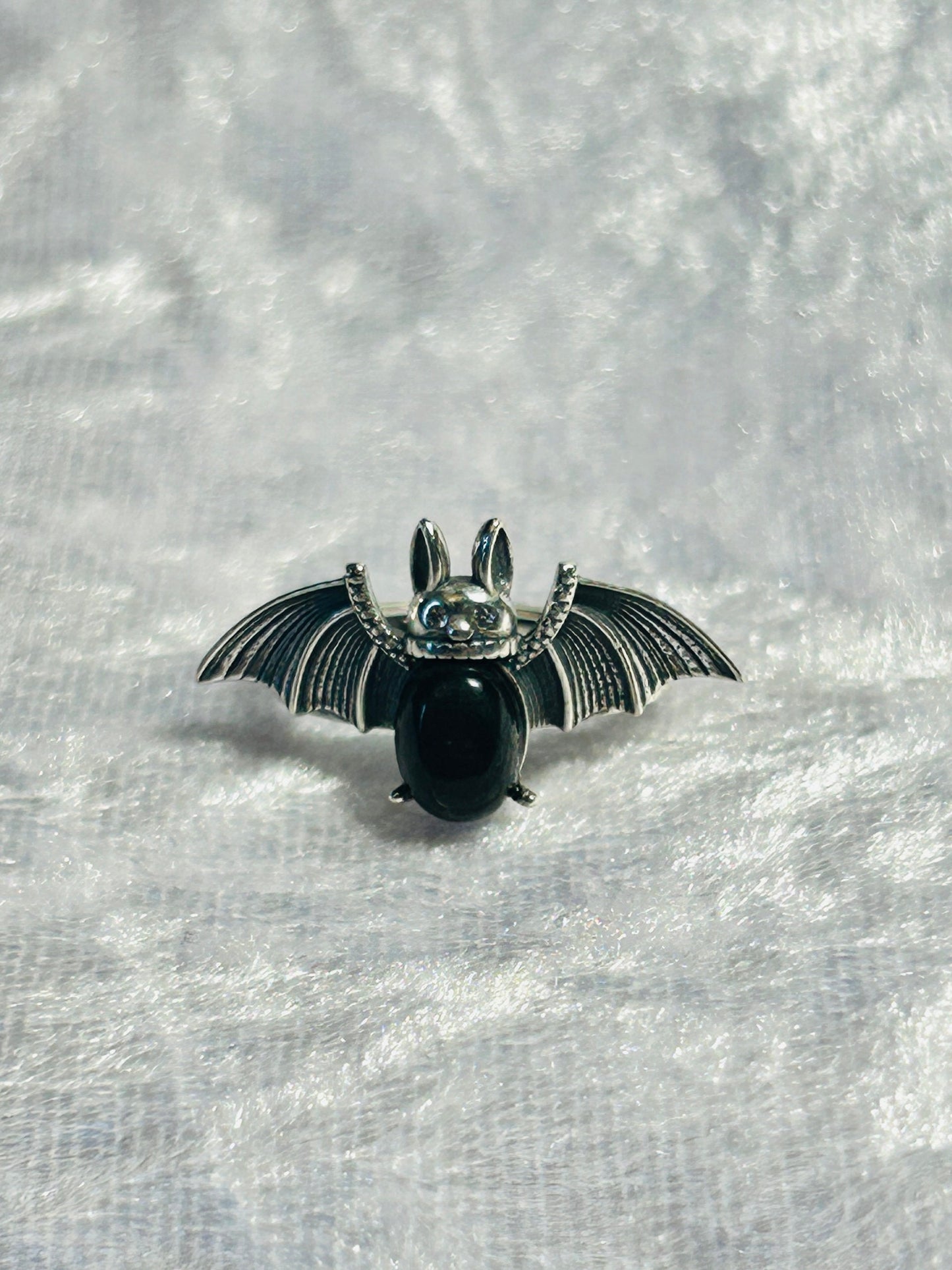 Hypersthene Bat Ring - 925 Silver Bat Design - Adjustable - Supplied In Gift Box