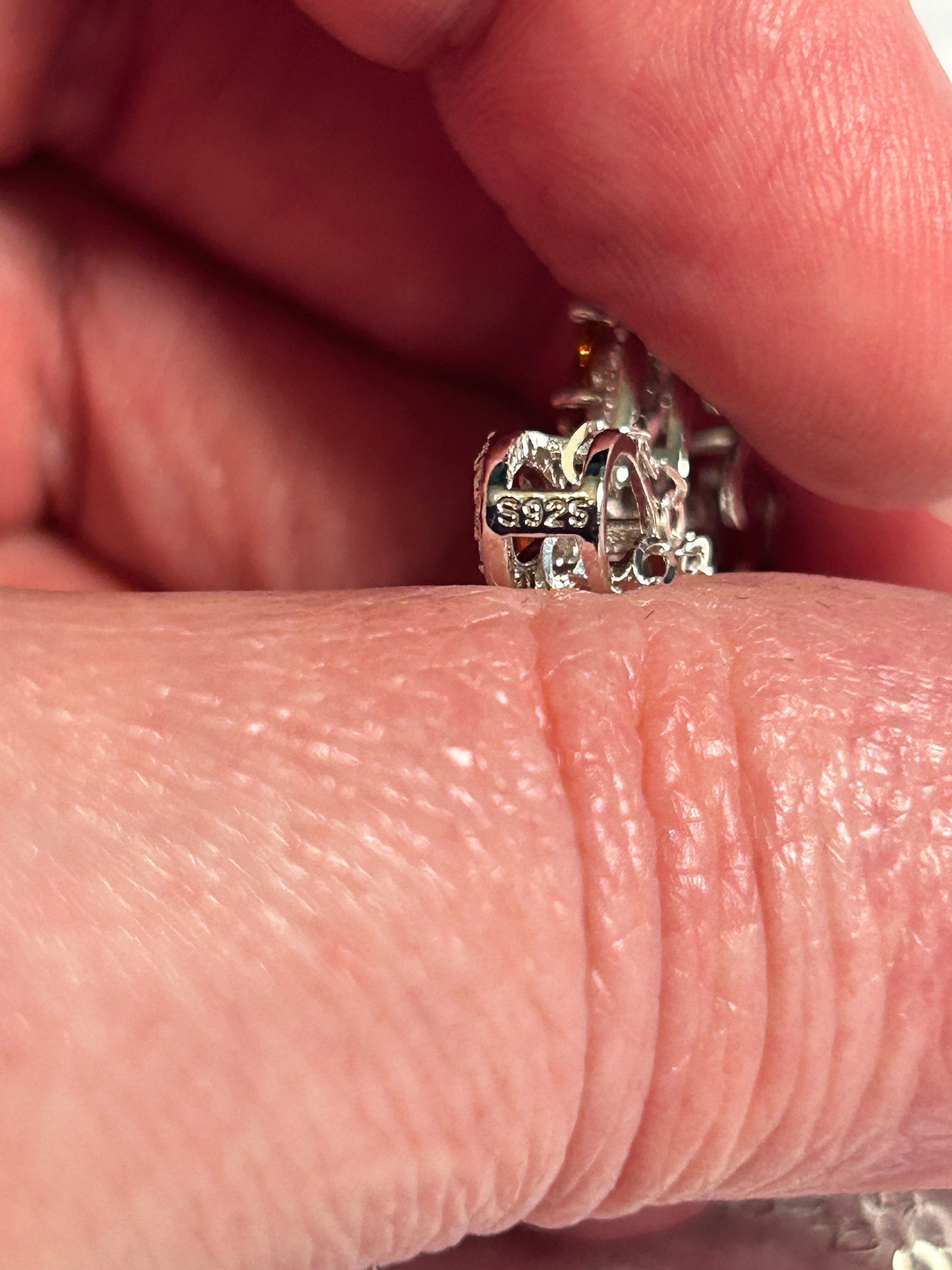 Citrine Leaf Pendant: 925 Sterling Silver & CZ Gemstones