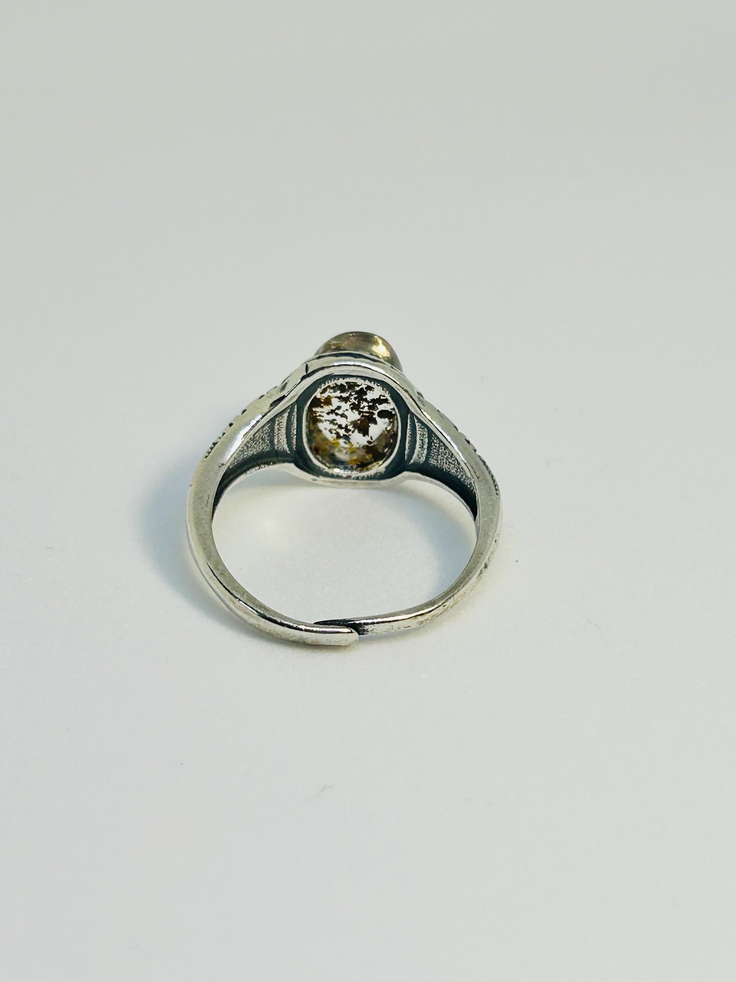 Oval Crystal Ring with Garden Quartz Gemstone • 925 Sterling Silver • Adjustable • Gift Box