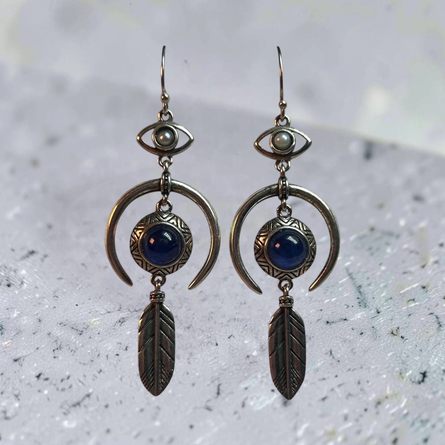 Kyanite Dropper Earrings • 925 Sterling Silver • Gift Box Celtic Dragon Jewellery