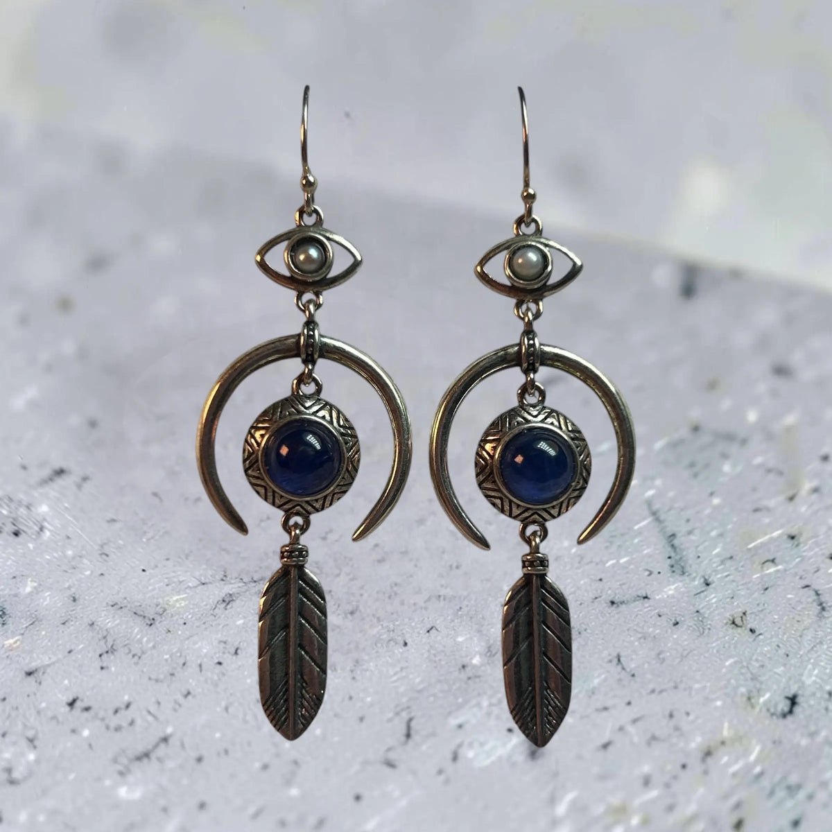 Kyanite Dropper Earrings • 925 Sterling Silver • Gift Box Celtic Dragon Jewellery