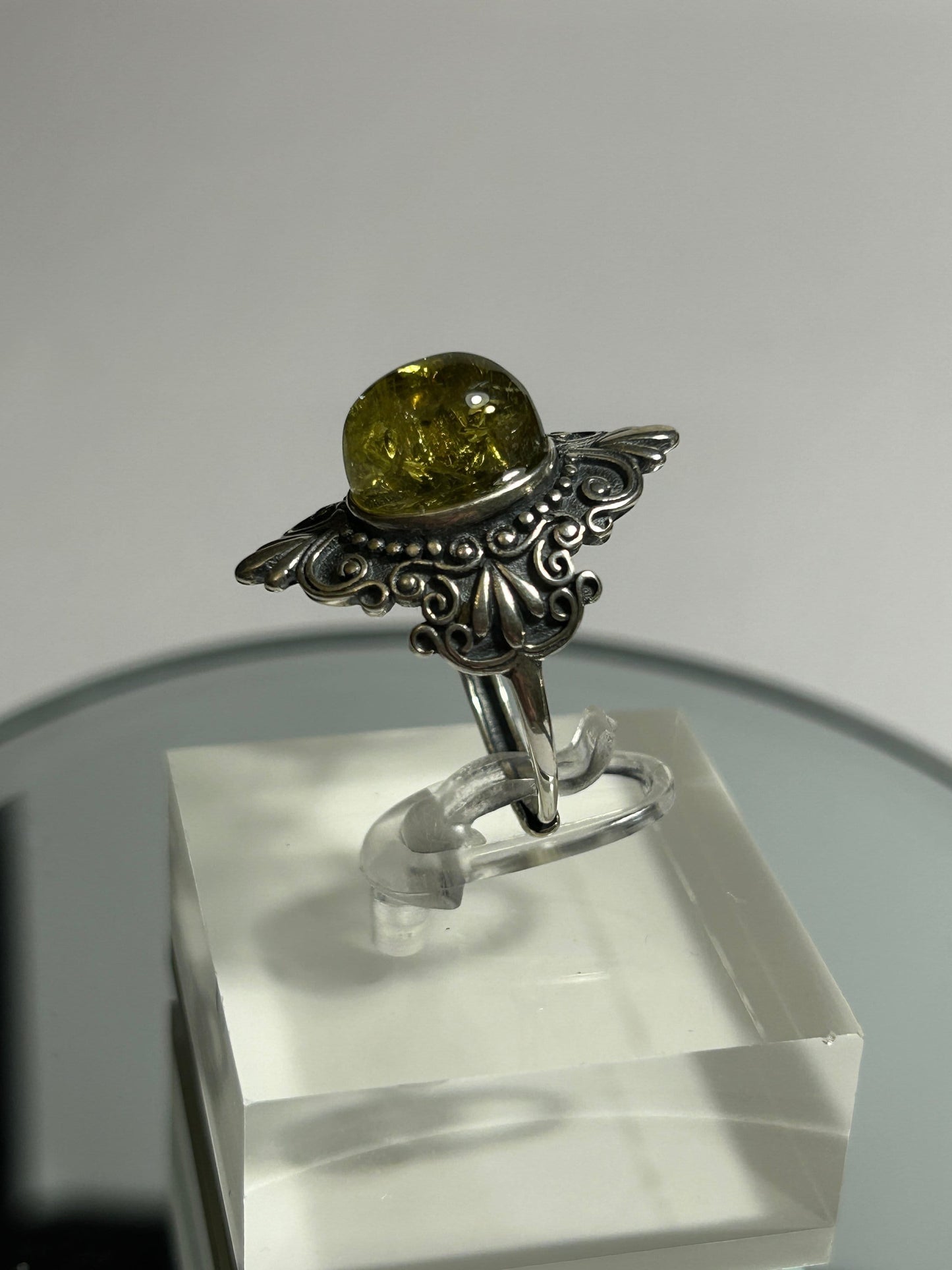 Tsavorite Garnet Ring • 925 Sterling Silver • Adjustable • Gift Box
