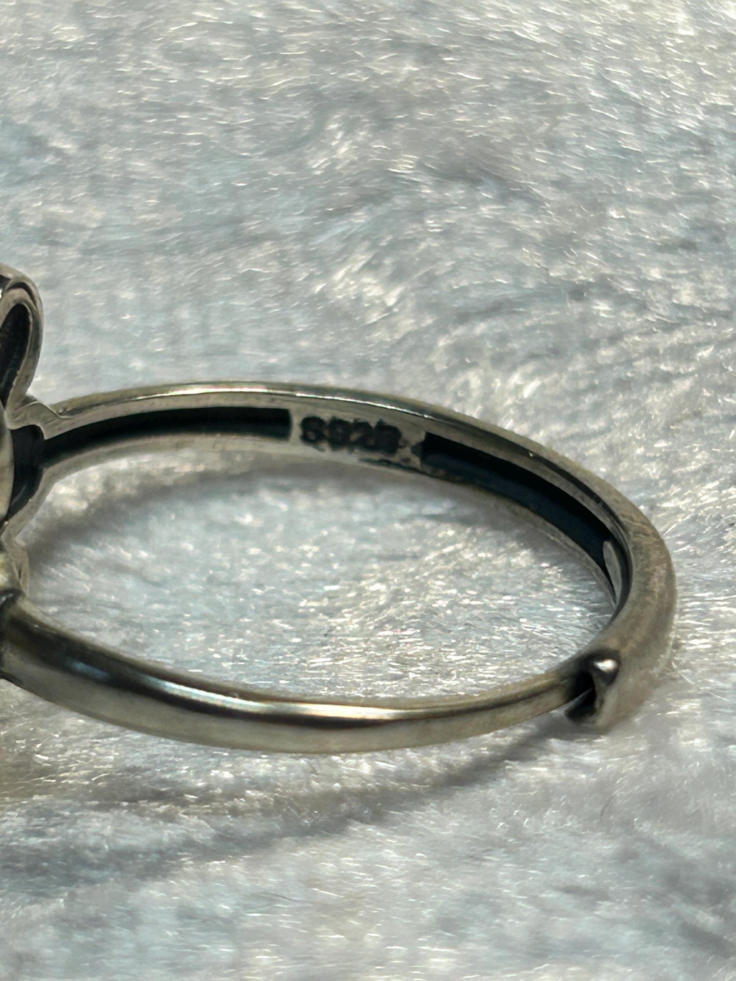 Floral Ring with Bezel Set Jade Gemstone • 925 Sterling Silver • Adjustable • Gift Box