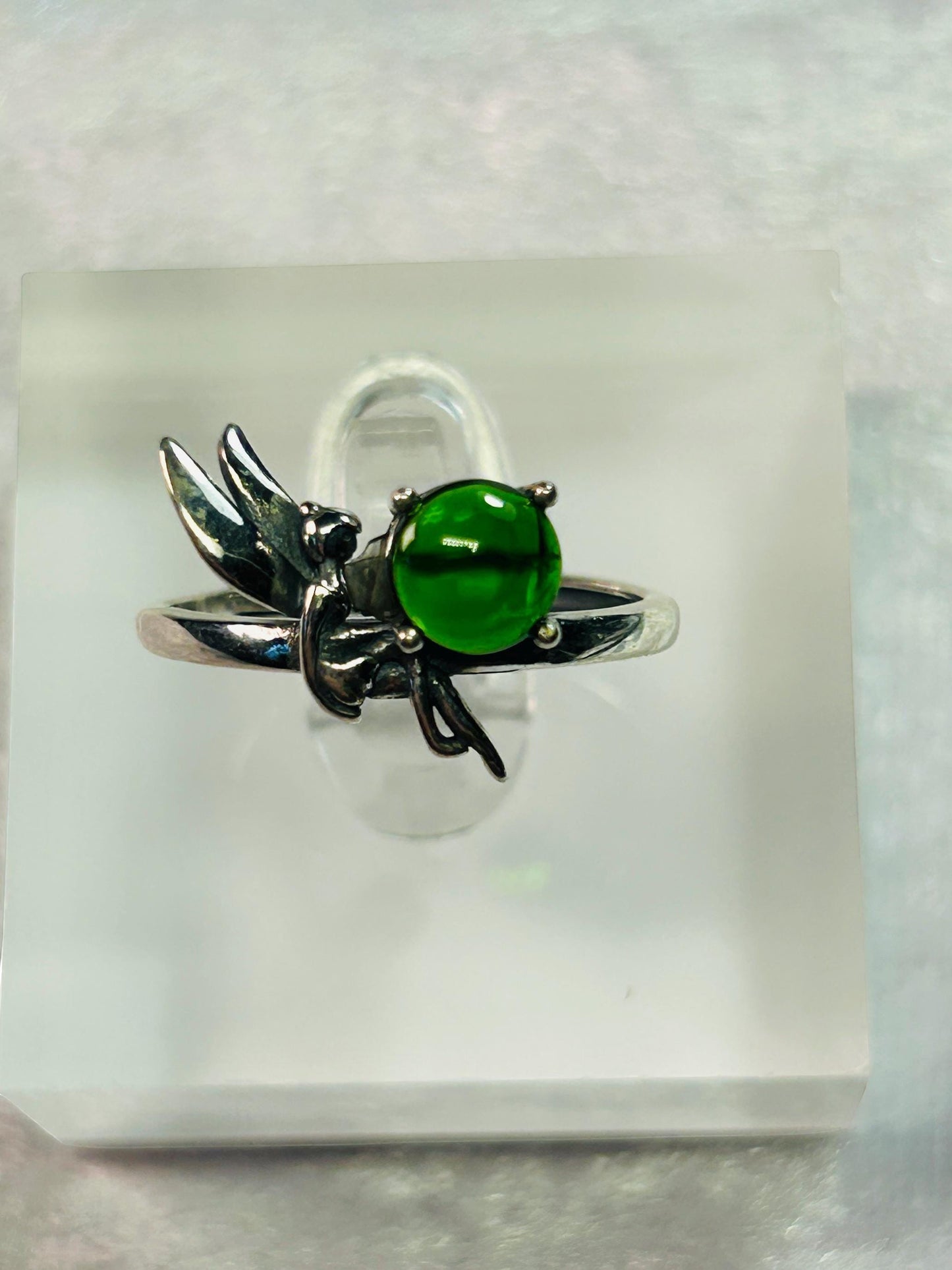 Fairy Ring with Chrome Diopside Gemstone • 925 Sterling Silver • Adjustable • Gift Box
