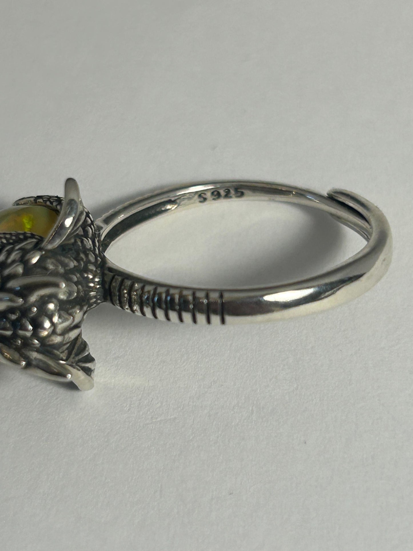 Baby Dragon Ring with Opal Gemstone • 925 Sterling Silver • Adjustable • Gift box