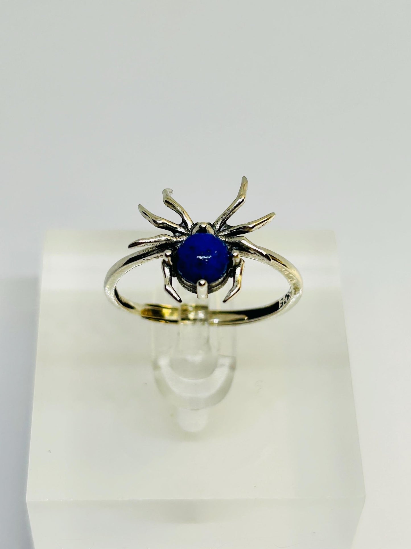 Spider Ring with Lapis Lazuli Gemstone • 925 Sterling Silver • Adjustable • Gift Box
