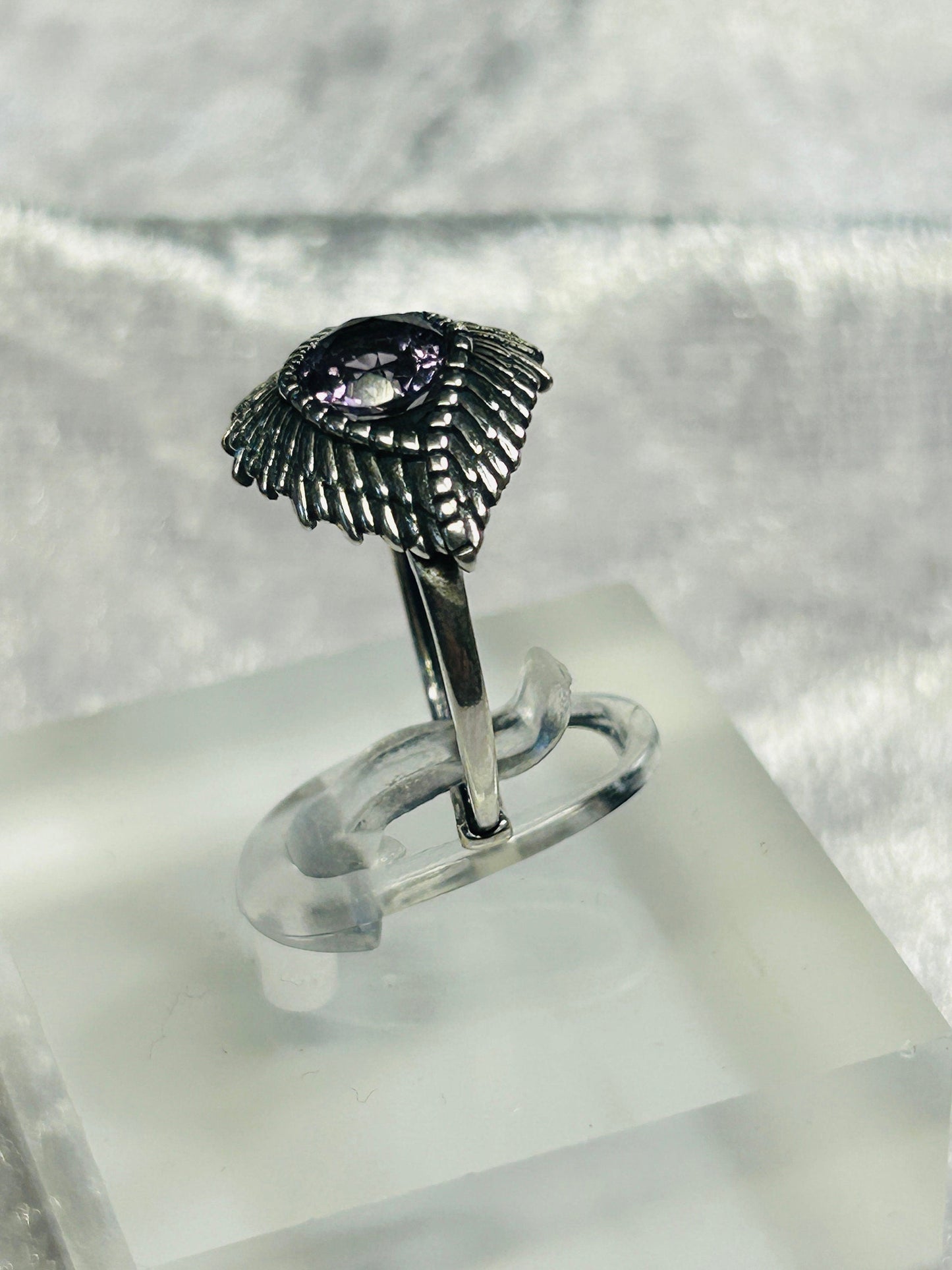 Evil Eye Protection Ring with Amethyst Gemstone • 925 Sterling Silver • Adjustable • Gift Box
