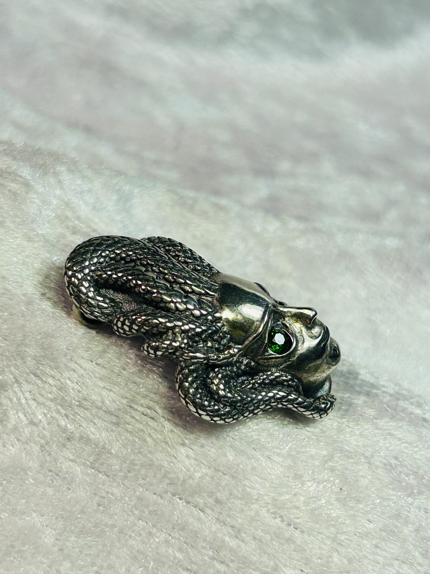 Medusa Pendant with Diopside Gemstones • 925 Sterling Silver • Gift Box