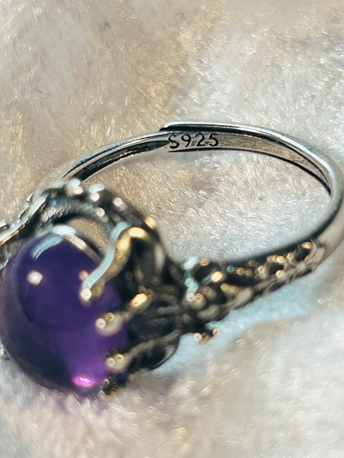 Amethyst Medusa Ring • 925 Sterling Silver • Snake Head Jewellery • Adjustable with Gift Box