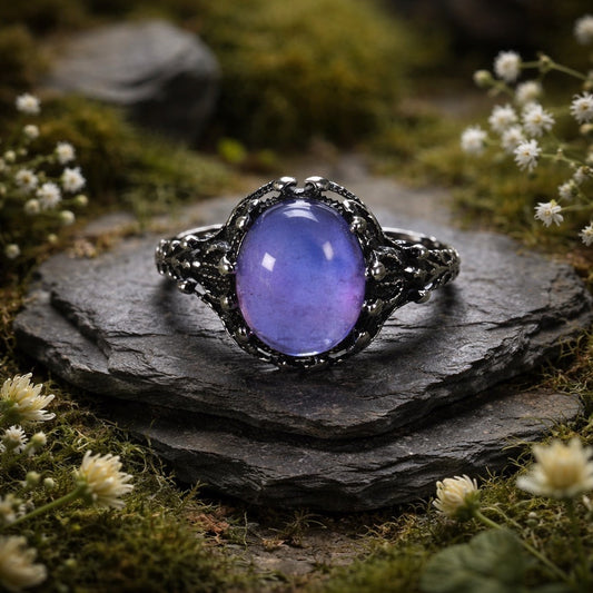 Amethyst Medusa Ring • 925 Sterling Silver • Snake Head Jewellery • Adjustable with Gift Box