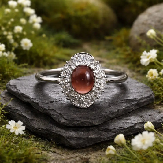 Pink Tourmaline Ring with CZ Accents • 925 Sterling Silver • Adjustable • Gift Box Celtic Dragon Jewellery