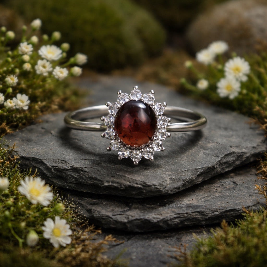 Pink Tourmaline Ring with CZ Accents • 925 Sterling Silver • Adjustable • Gift Box