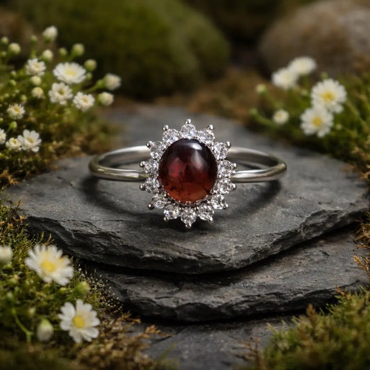 Pink Tourmaline Ring with CZ Accents • 925 Sterling Silver • Adjustable • Gift Box Celtic Dragon Jewellery
