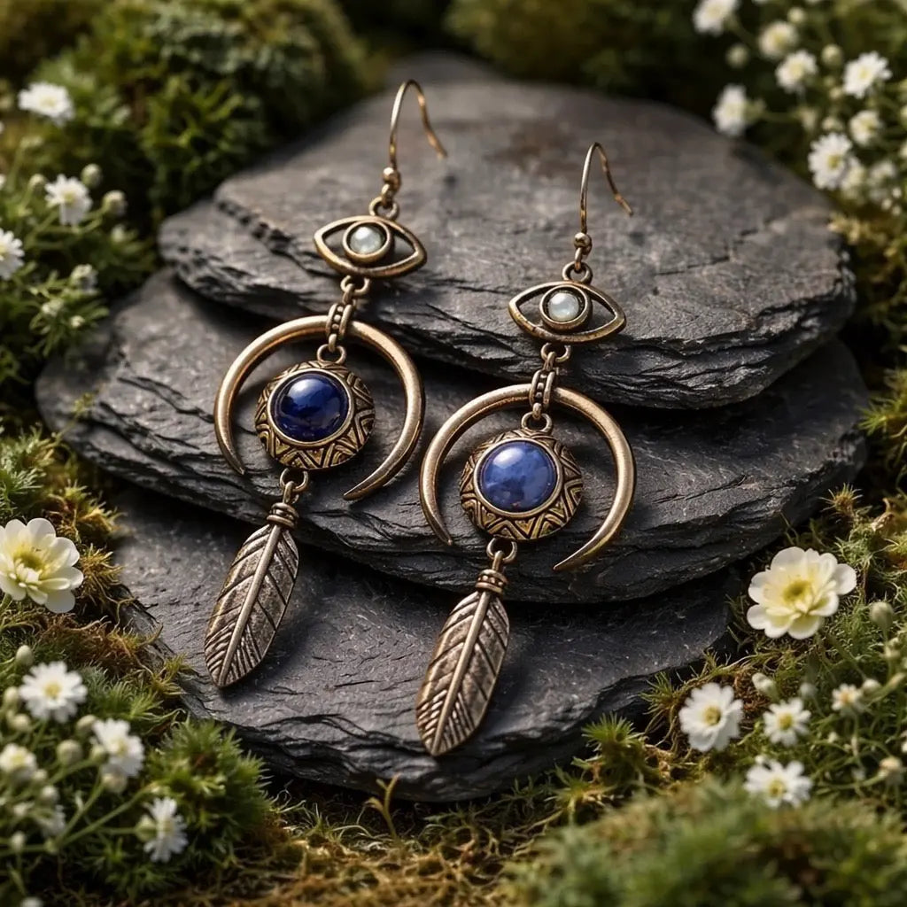 Kyanite Dropper Earrings • 925 Sterling Silver • Gift Box Celtic Dragon Jewellery