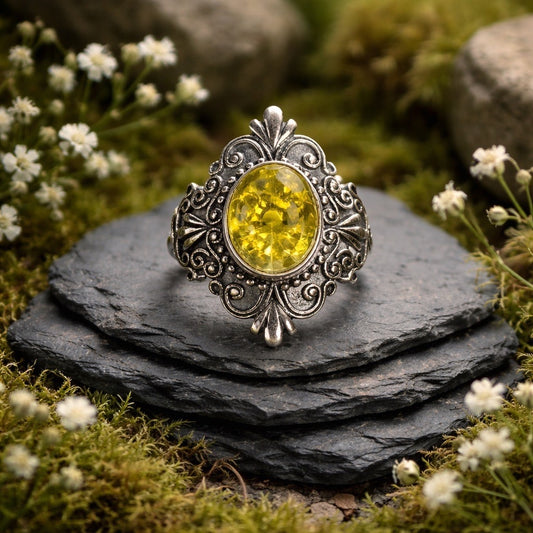 Tsavorite Garnet Ring • 925 Sterling Silver • Adjustable • Gift Box
