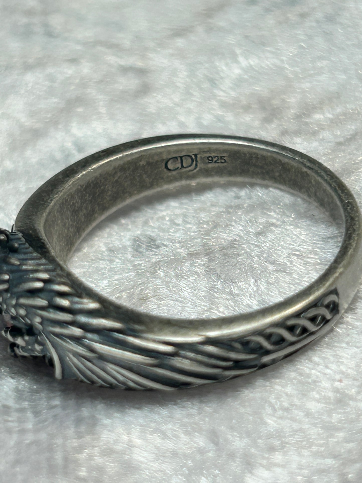 Celtic Dragon Ring with Garnet Red CZ • 925 Sterling Silver With Gift Box
