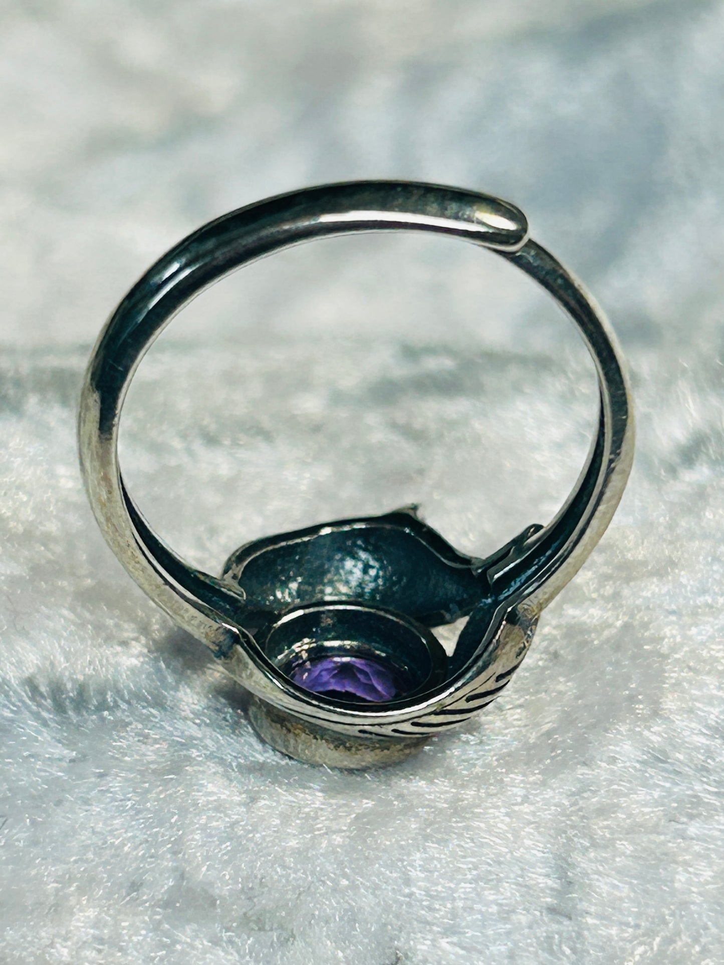 Fox Ring with Amethyst Set in 925 Sterling Silver - Adjustable Animal Jewellery Celtic Dragon Jewellery