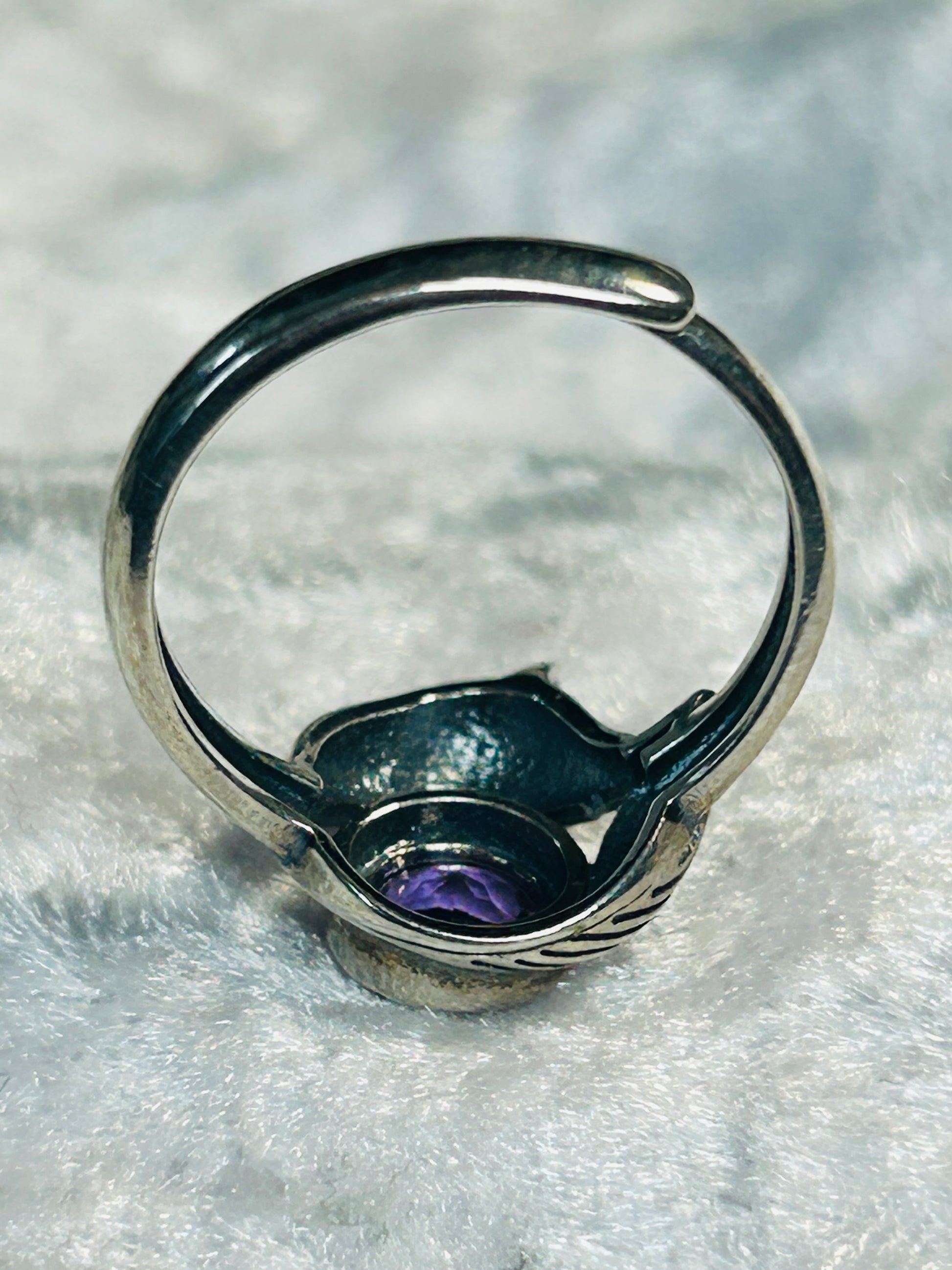 Fox Ring with Amethyst Set in 925 Sterling Silver - Adjustable Animal Jewellery Celtic Dragon Jewellery