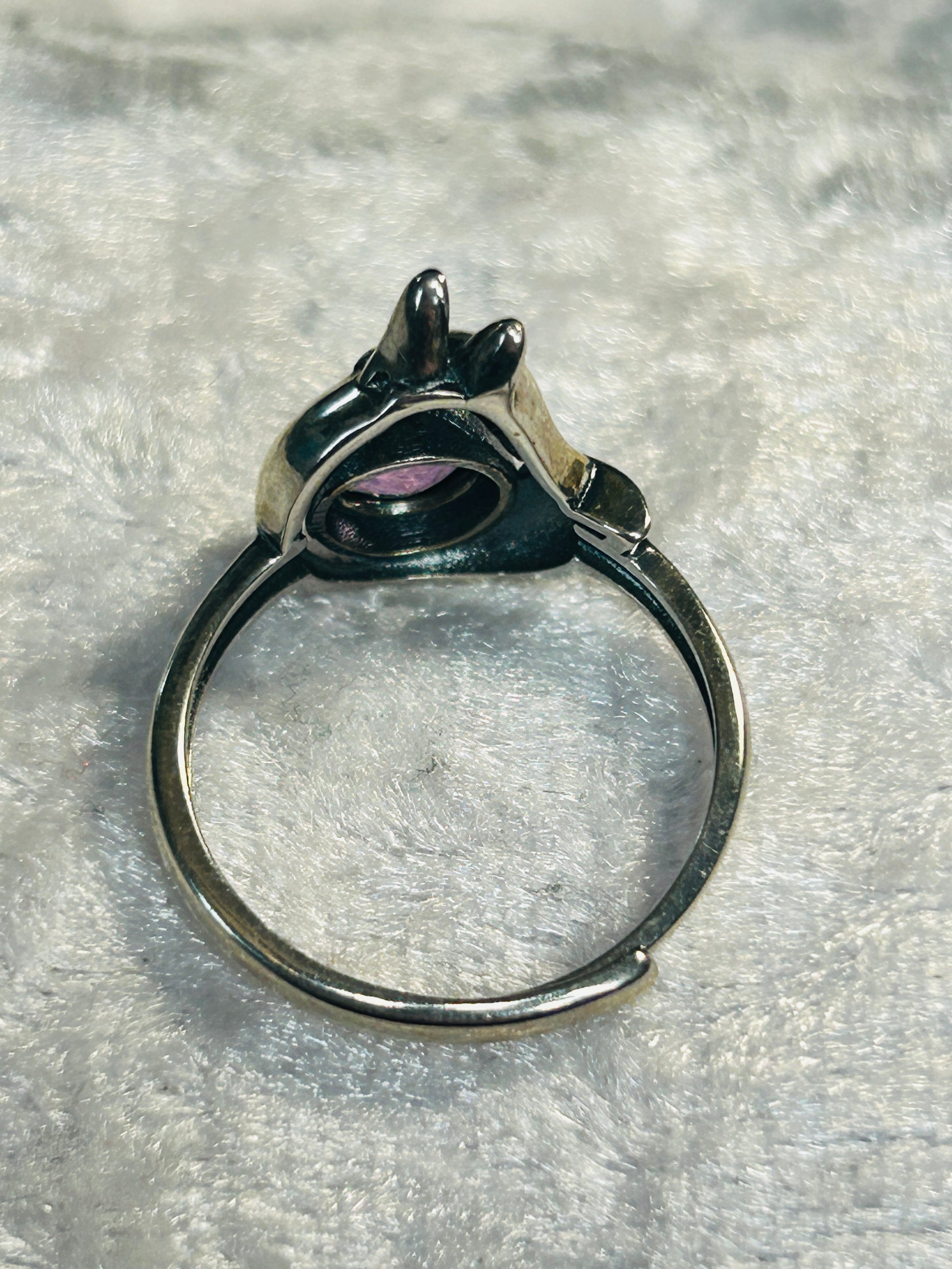 Fox Ring with Amethyst Set in 925 Sterling Silver - Adjustable Animal Jewellery Celtic Dragon Jewellery