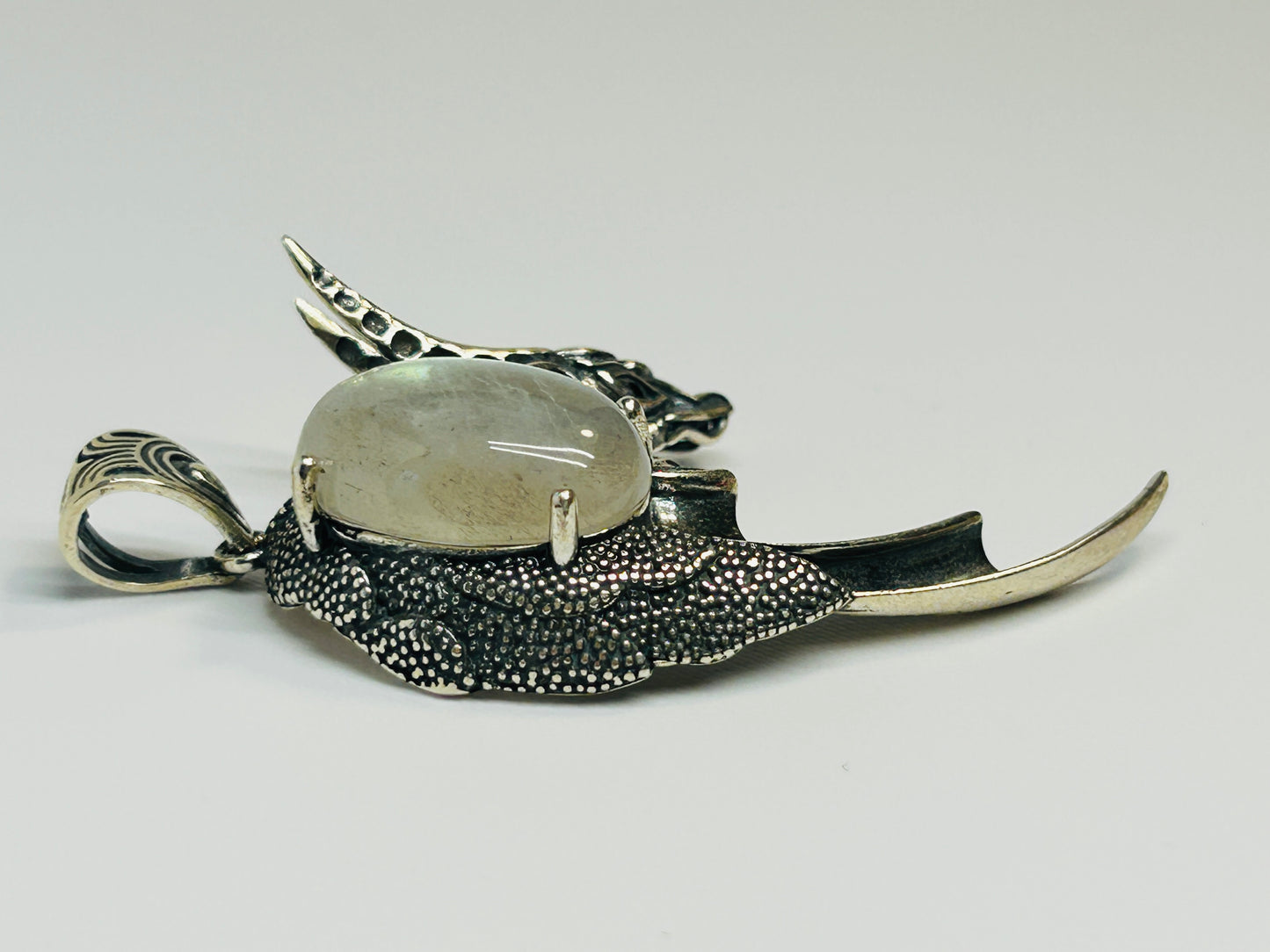 Dragon Pendant with Labradorite - 925 Sterling Silver - Fantasy Gothic Jewellery Celtic Dragon Jewellery