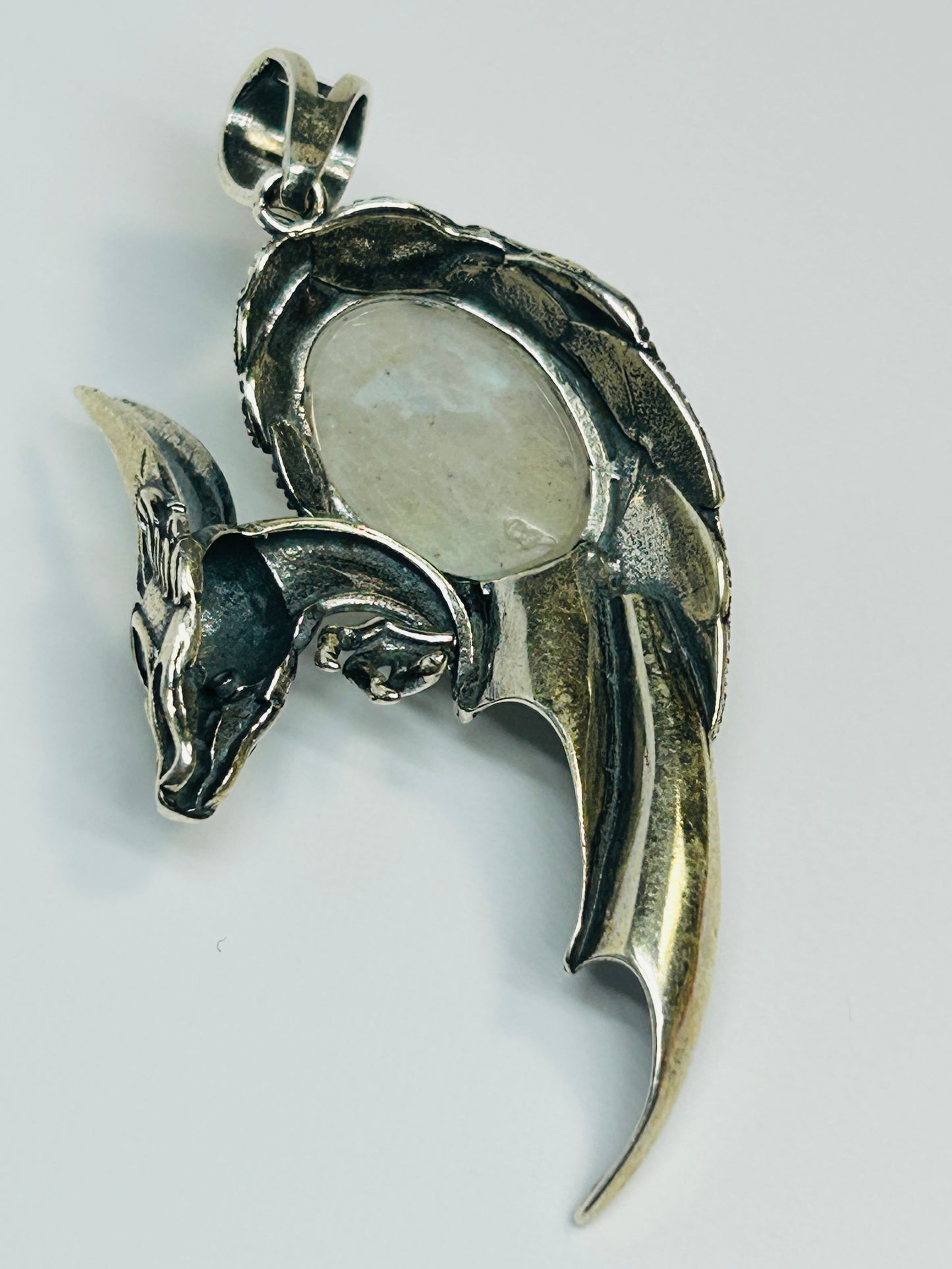 Dragon Pendant with Labradorite - 925 Sterling Silver - Fantasy Gothic Jewellery Celtic Dragon Jewellery