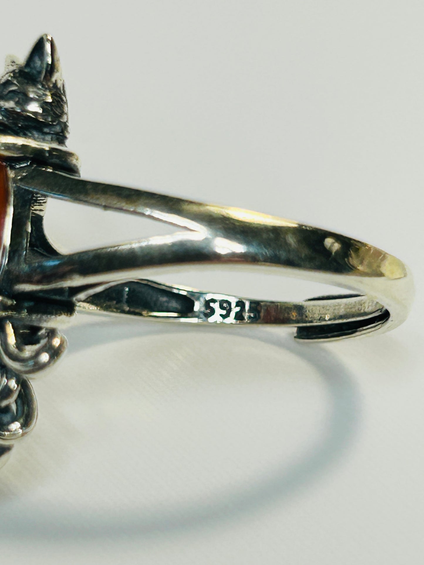 Nine-Tailed Fox Ring with Red Jasper: Adjustable 925 Sterling Silver Kitsune Fantasy Jewellery Celtic Dragon Jewellery