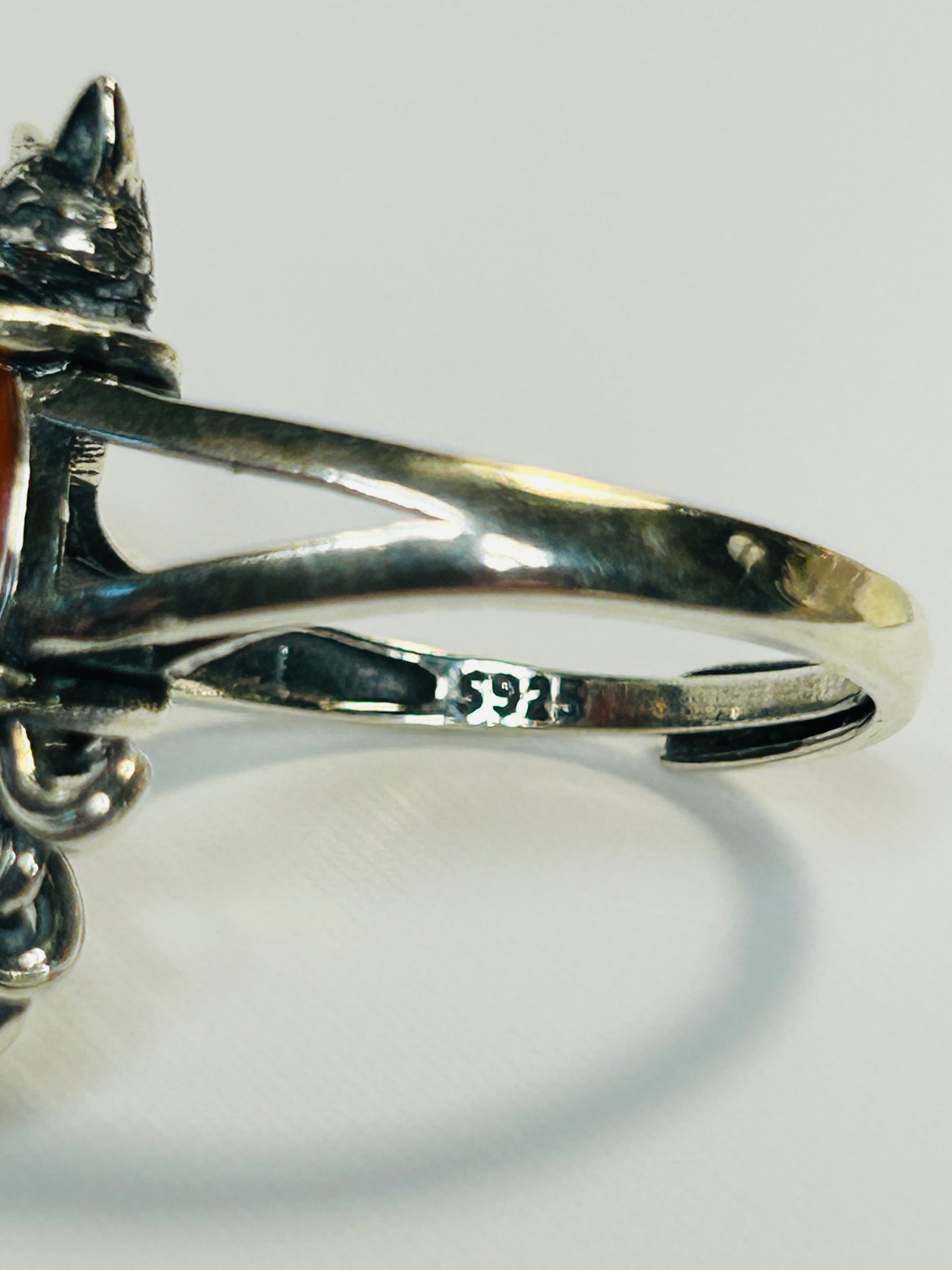 Nine-Tailed Fox Ring with Red Jasper: Adjustable 925 Sterling Silver Kitsune Fantasy Jewellery Celtic Dragon Jewellery