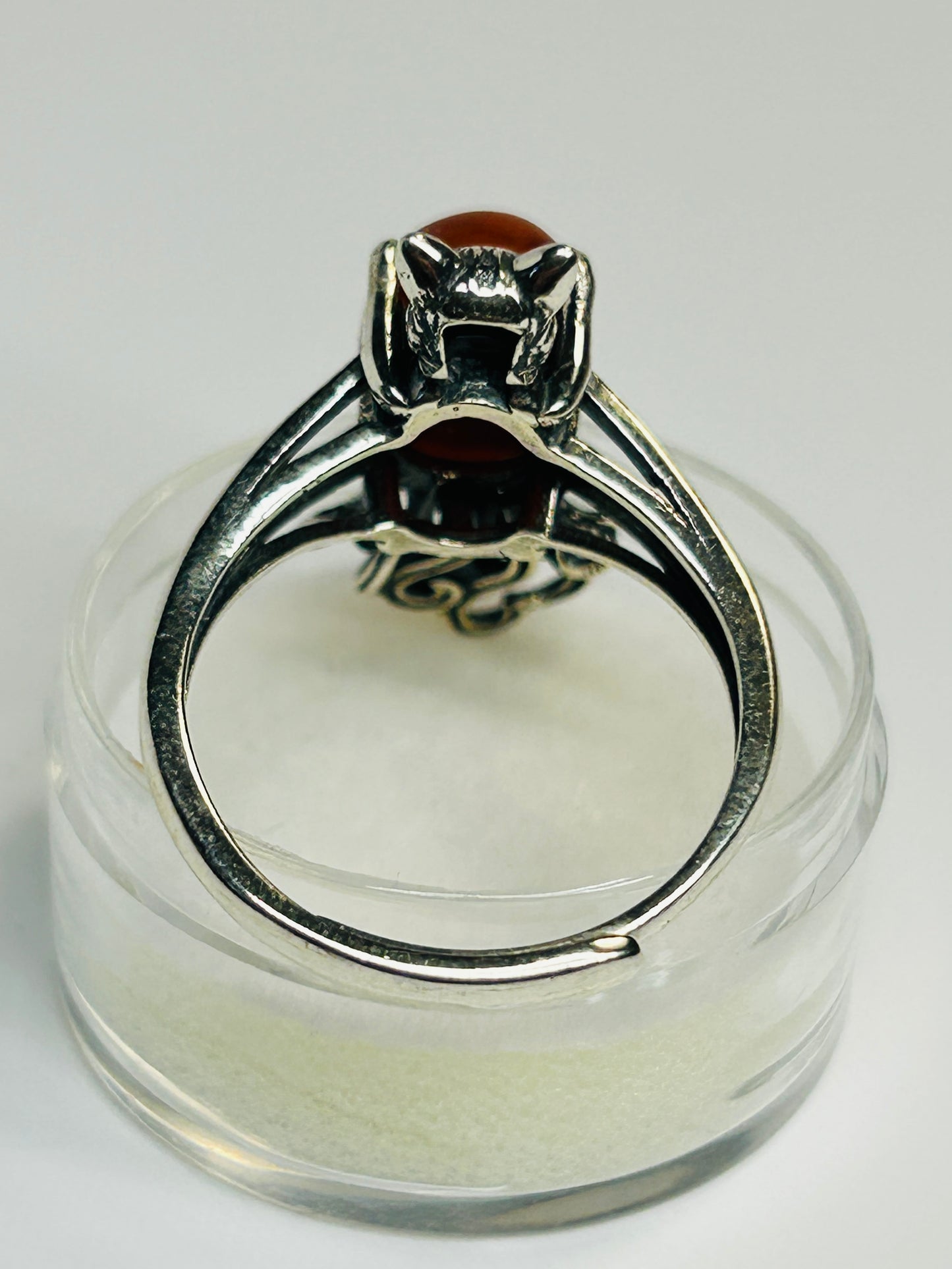 Nine-Tailed Fox Ring with Red Jasper: Adjustable 925 Sterling Silver Kitsune Fantasy Jewellery Celtic Dragon Jewellery