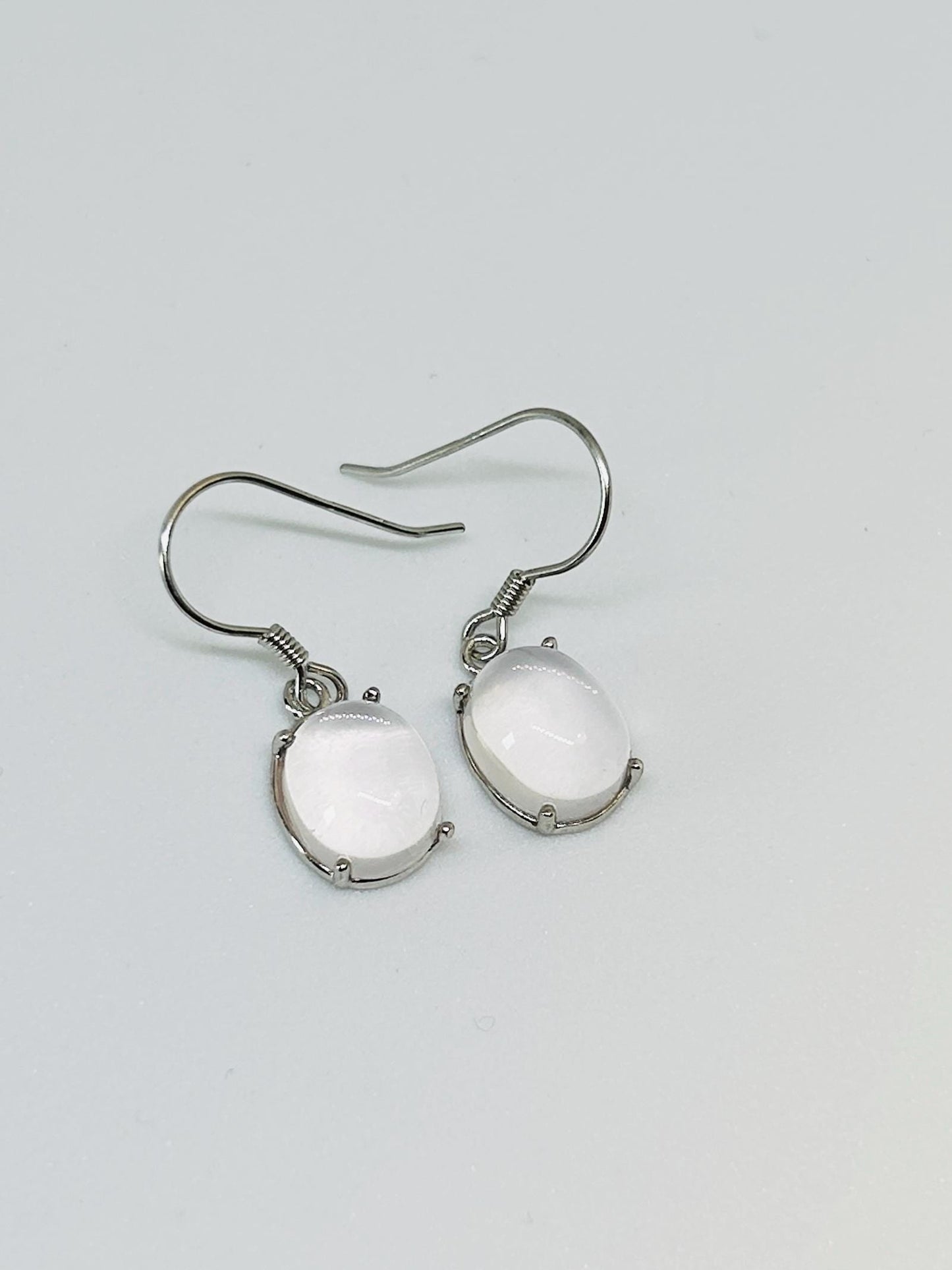 Rose Quartz Dropper Earrings • 925 Sterling Silver • Gift Box
