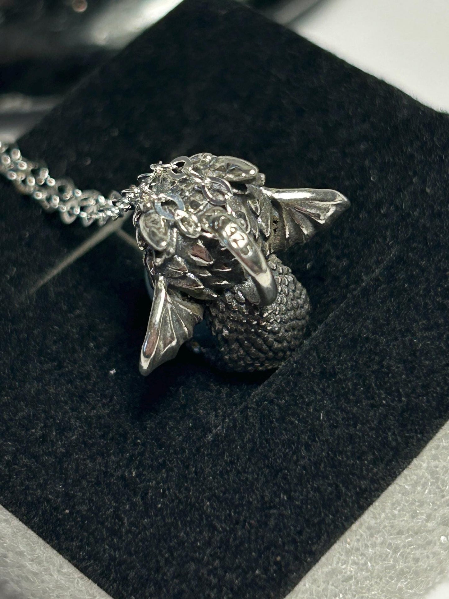 Sterling Silver Baby Dragon Pendant With Larimar Gemstone - 925 - Gift Boxed - Item No.2