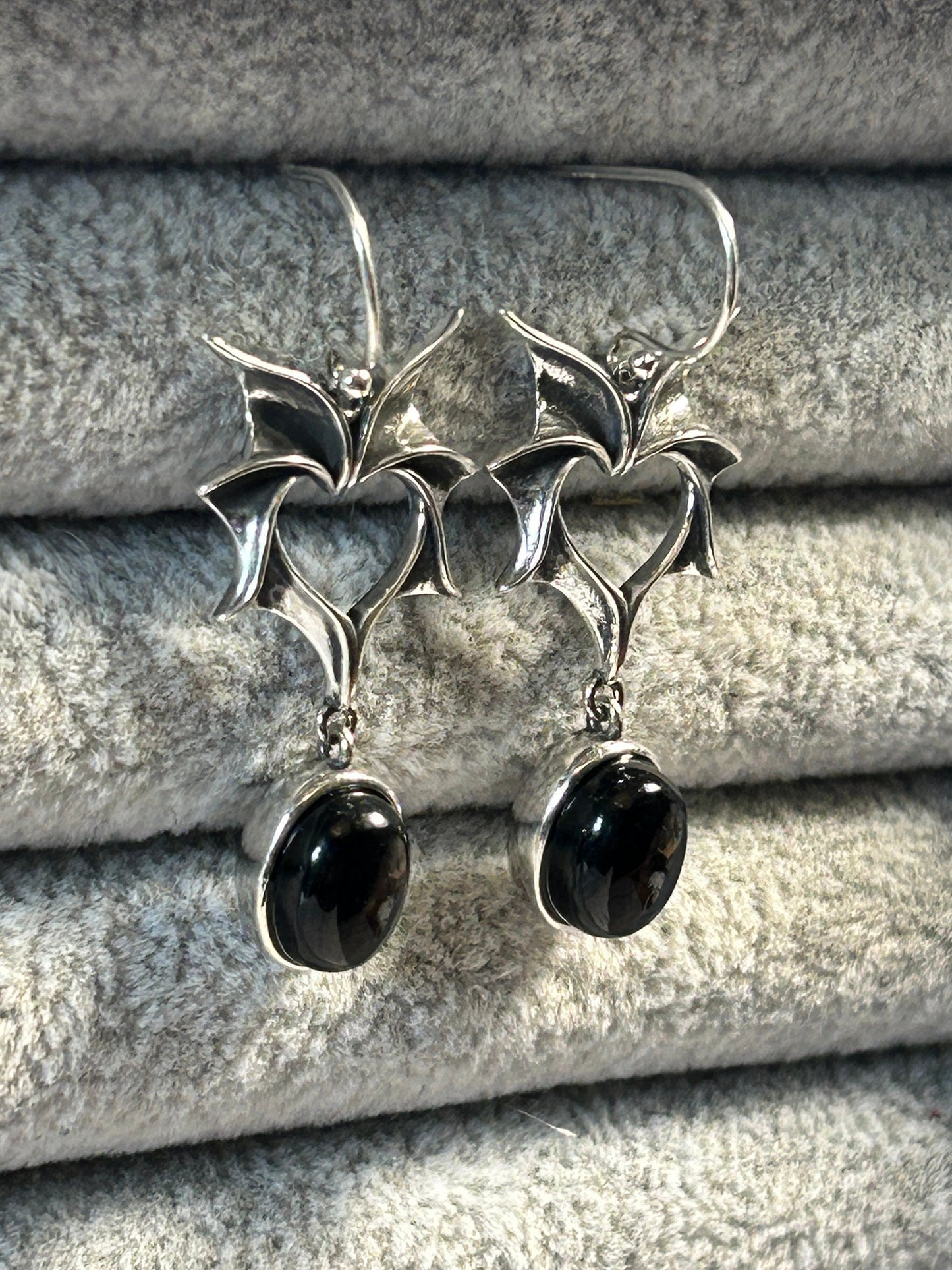 Pair Bat Earrings With Hypersthene Gemstone - 925 Silver Dangle Earrings - Giftboxed