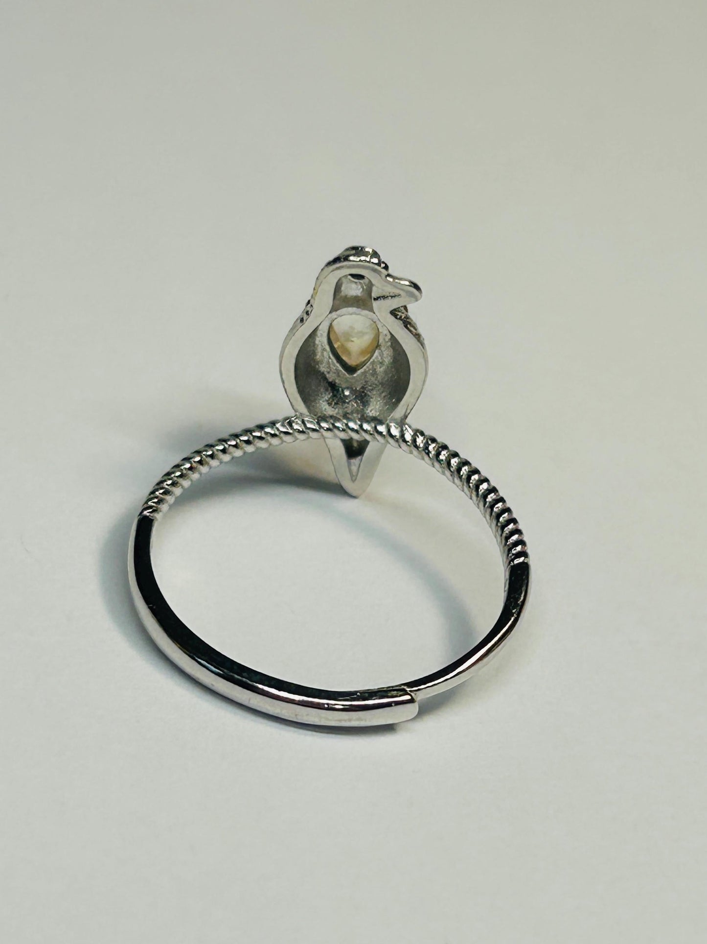 Dainty Bird Ring With Moonstone Gemstone • 925 Sterling Silver • Adjustable with Gift Box